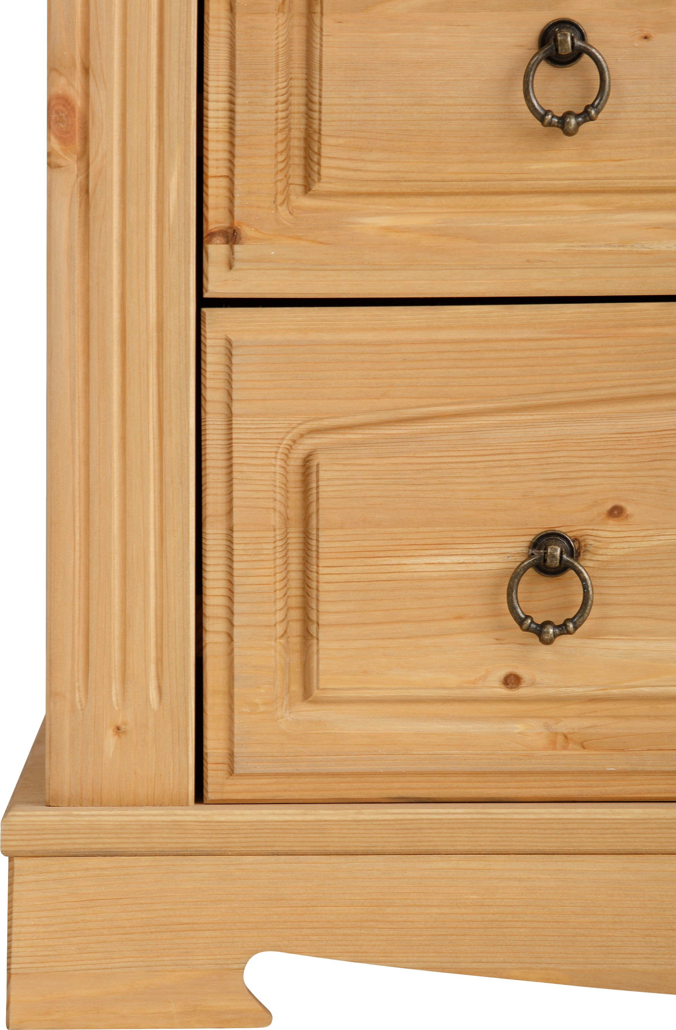 Home affaire Vitrinekast ANNA Hoogte 187 cm, breedte 100 cm, metalen handgrepen, van massief grenen, FSC®