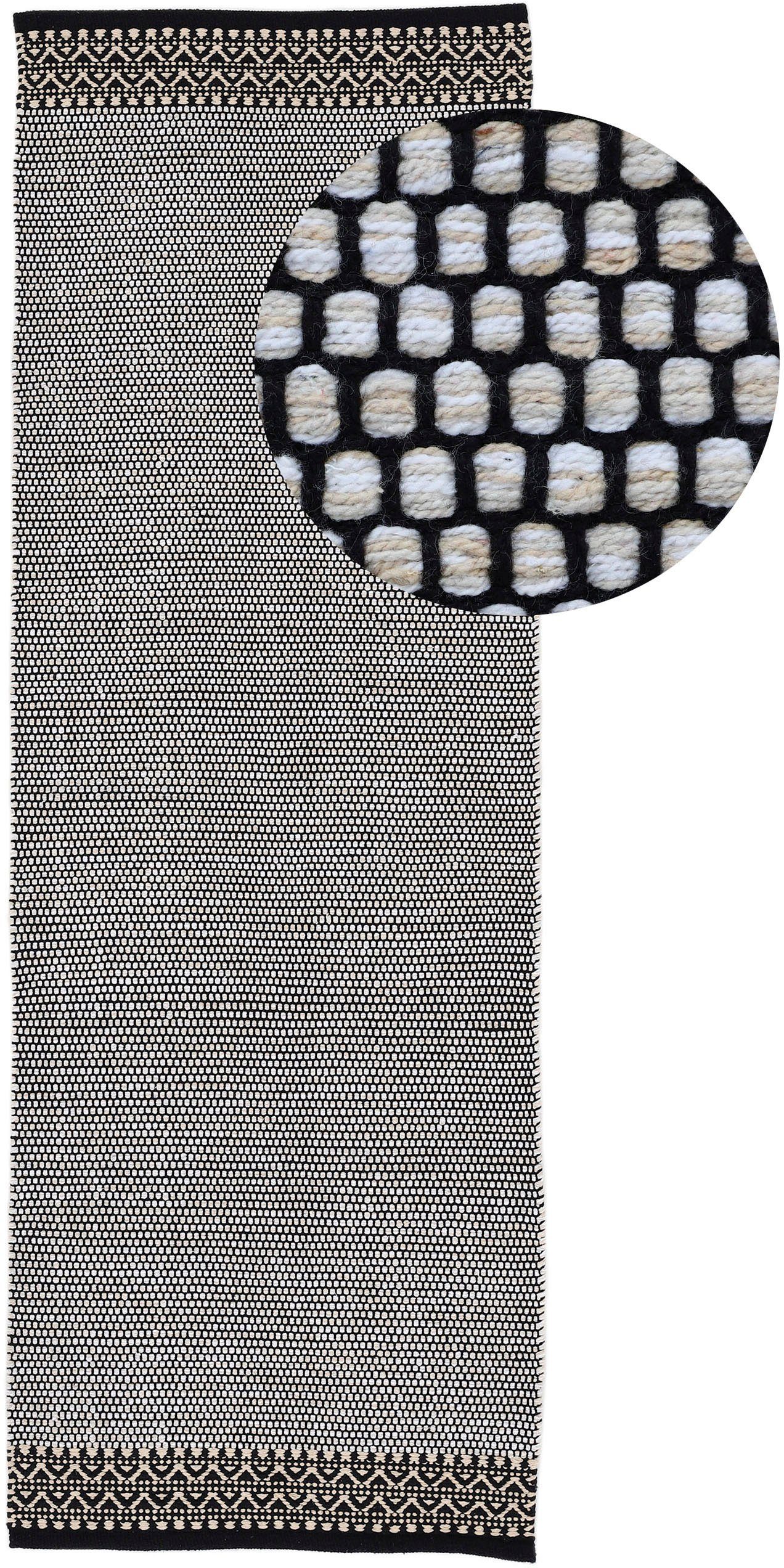carpetfine Loper Kelim Mia Katoenen tweezijdig te gebruiken kleed lopers maat 75 cm x 200 cm x 6 mm beige