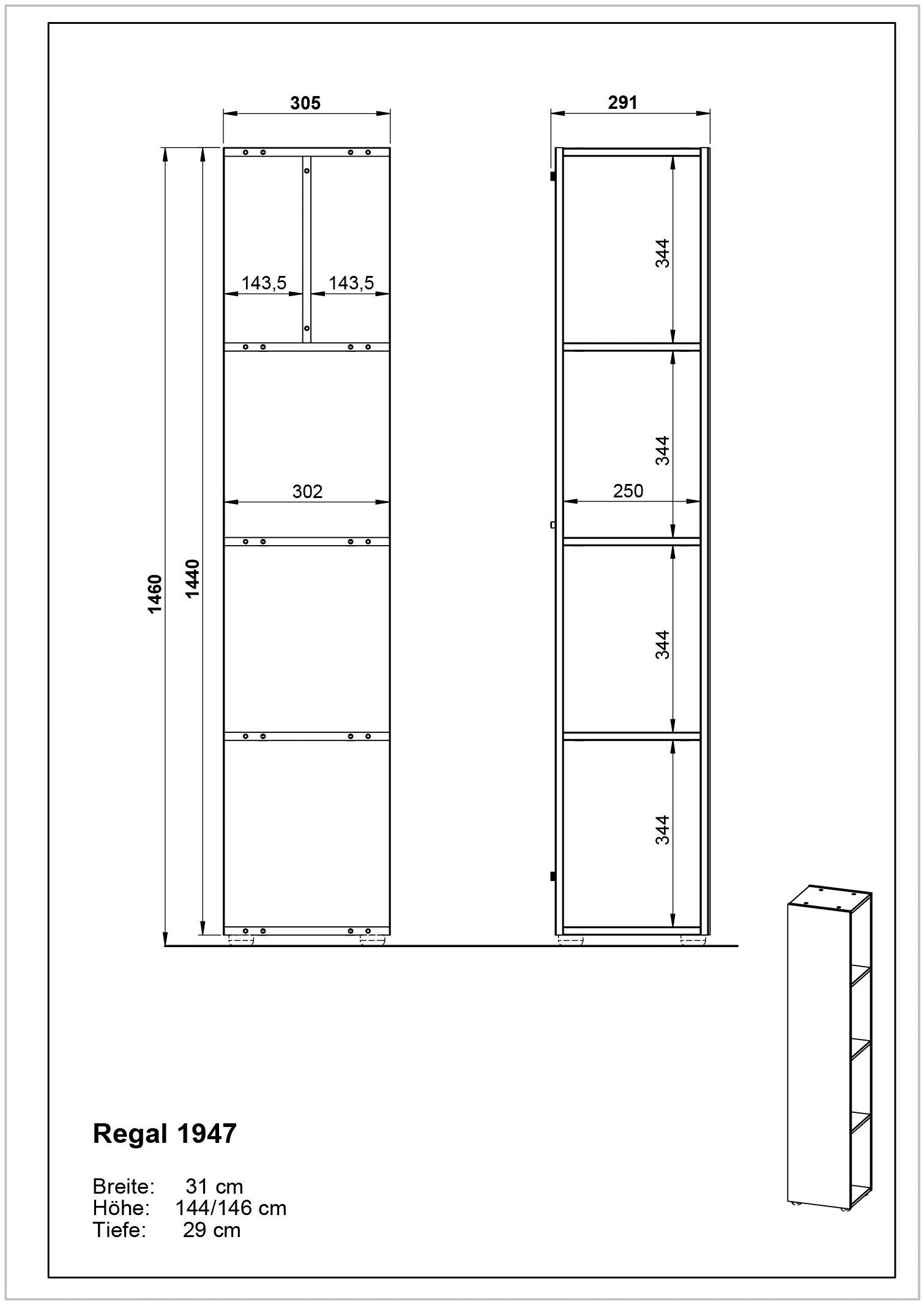 GERMANIA Badkamerserie Crandon incl. wastafelkast, spiegelkast, kast, halfhoge kast en plank (5-delig)