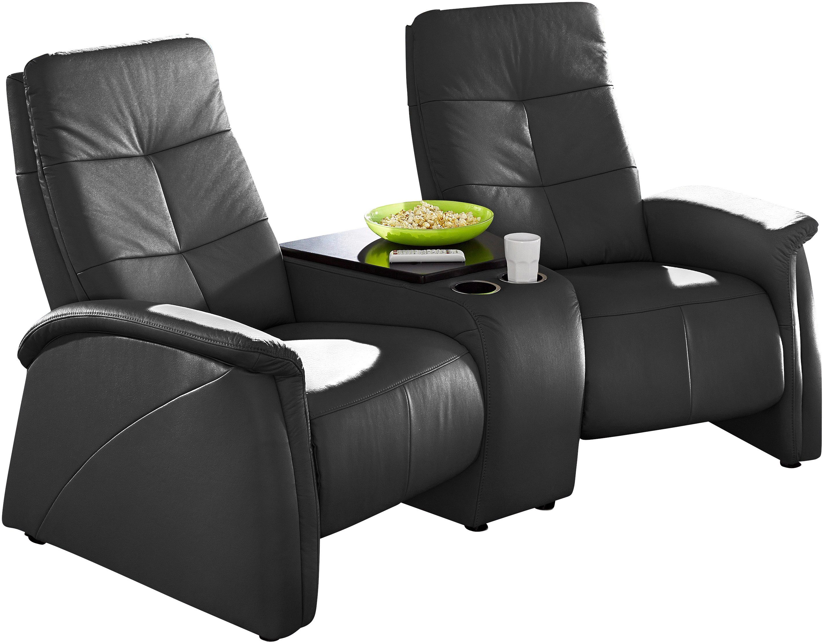 exxpo sofa fashion 2-zitsbank met relaxfunctie, geïntegreerd tafelplateau en bergruimte