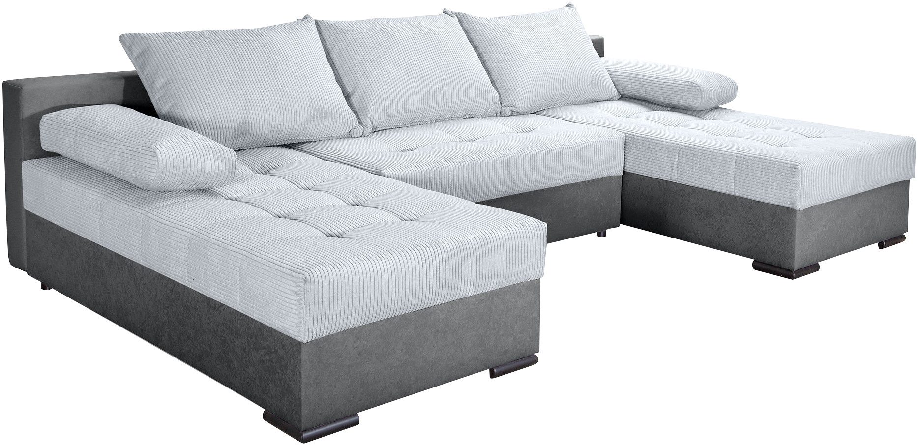 COLLECTION AB Zithoek Josy, U-vorm, slaapbank met bedlade flexibele recamière, breedte: 269cm, inclusief rugkussen, cord