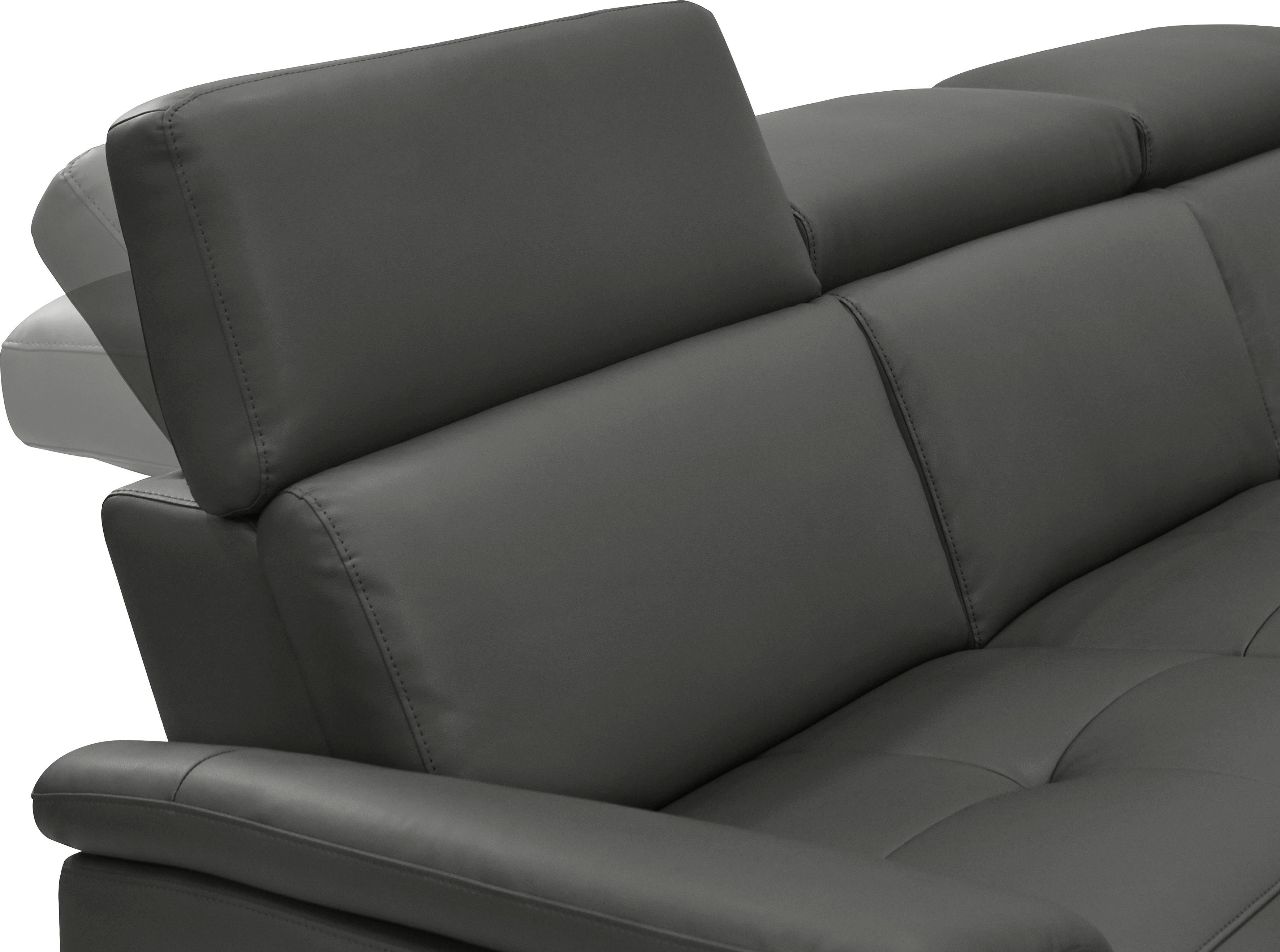 Places of Style Hoekbank Pareli, L-model, 259 cm, met récamier, echt leer, imitatieleer, weefstof