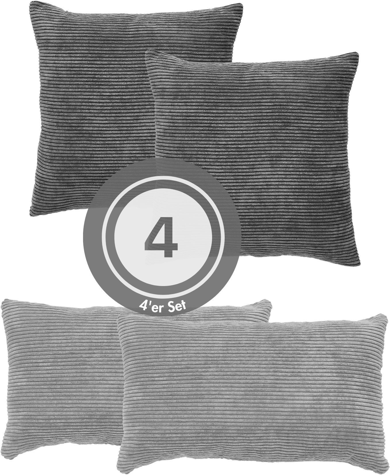 Andiamo Sierkussen Cord kussen Emy, 4-delig set, kussenhoes met vulling Bankkussen, hoekig, 40x40 & 30x50 cm, ook afzonderlijk verkrijgbaar