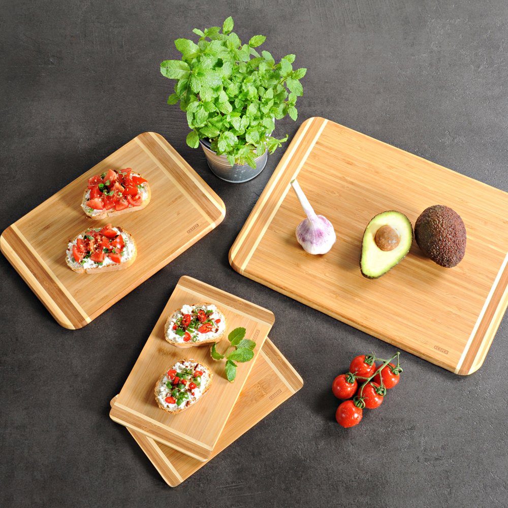 KESPER for kitchen & home Snijplank (1x 38x28,5x1,6 cm, 1x 28,5x20x1,6 cm, 2 x 25x15x1 cm) (set, 4 stuks)