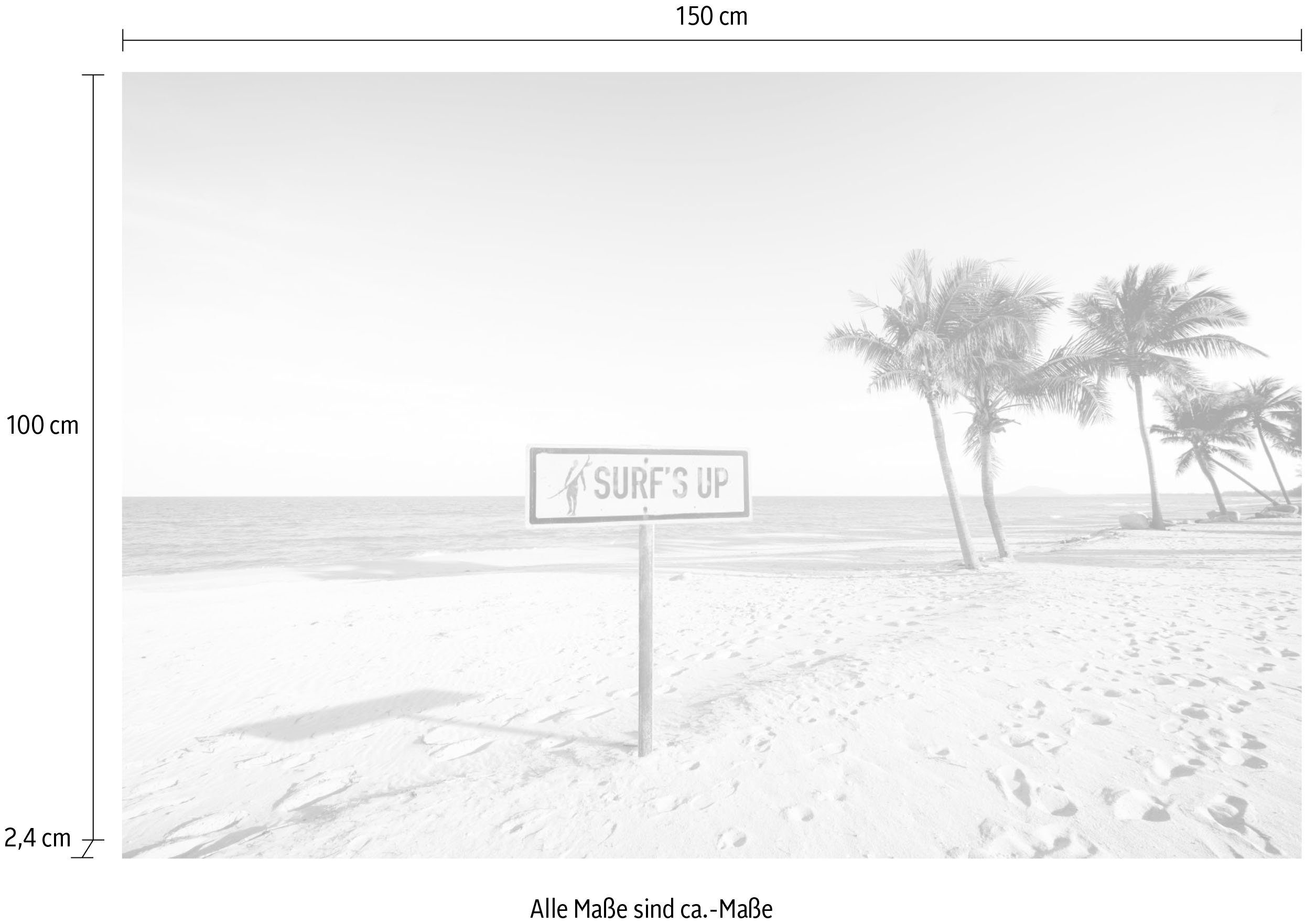 queence Artprint op acrylglas Surf's up strand Fine Art-print in galeriekwaliteit