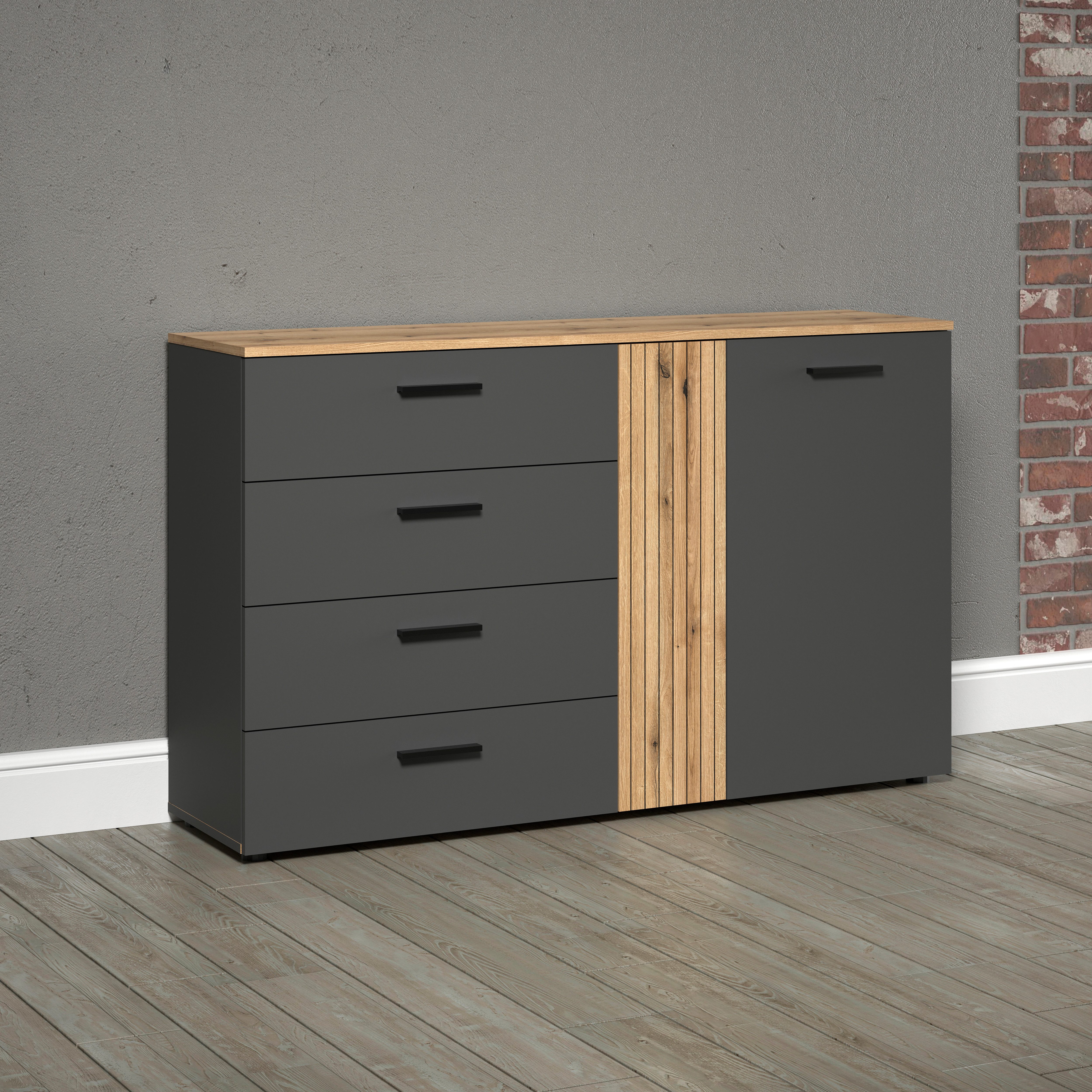 INOSIGN Kast Estepona Sideboard met volledig uittrekbare lades - (B/D/H) 139/38/86 cm (1 stuk)