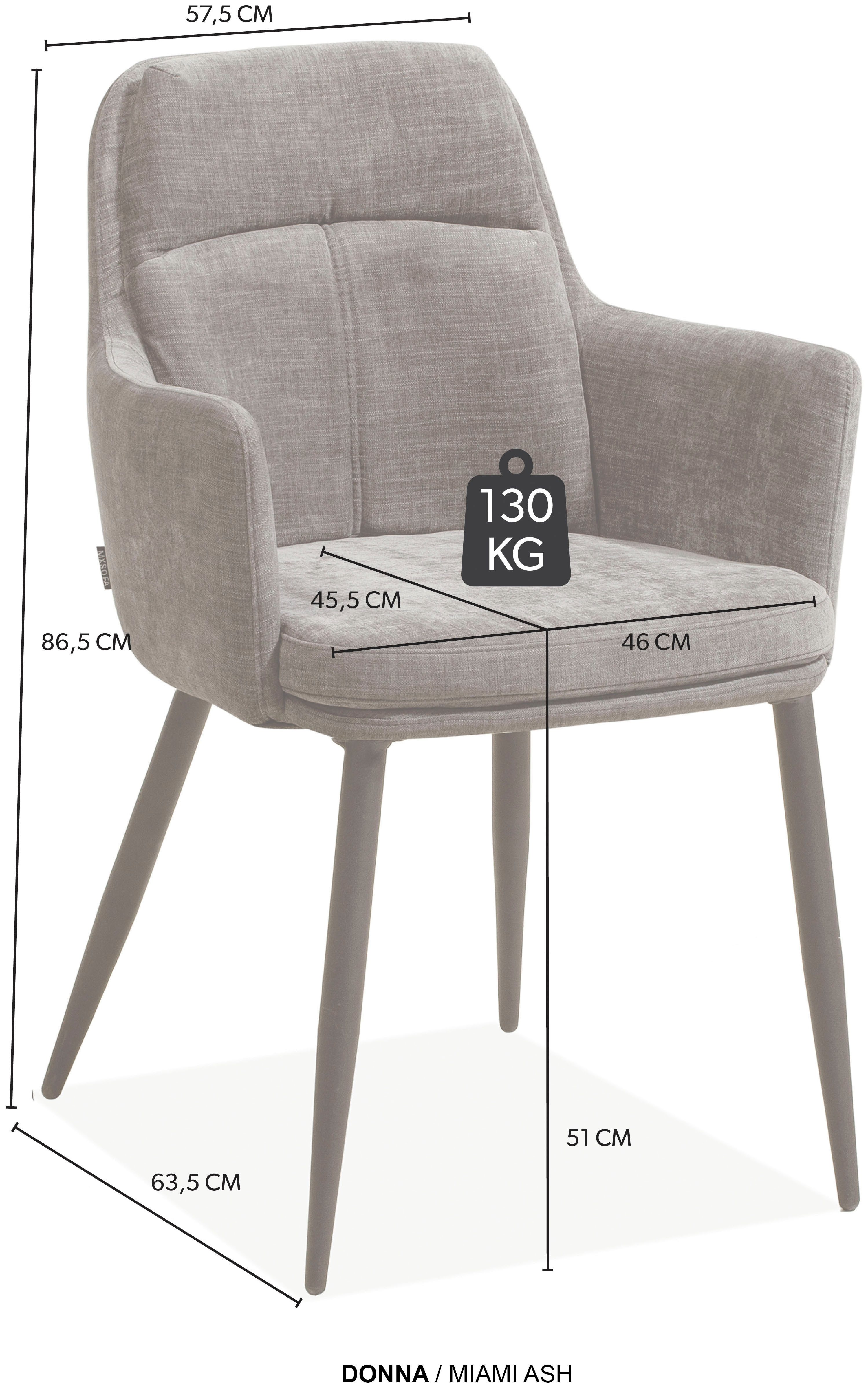 OMG Design Stoel met armleuningen DONNA Zitkuip, comfortabel gepolsterd, eetkamerstoel (set)