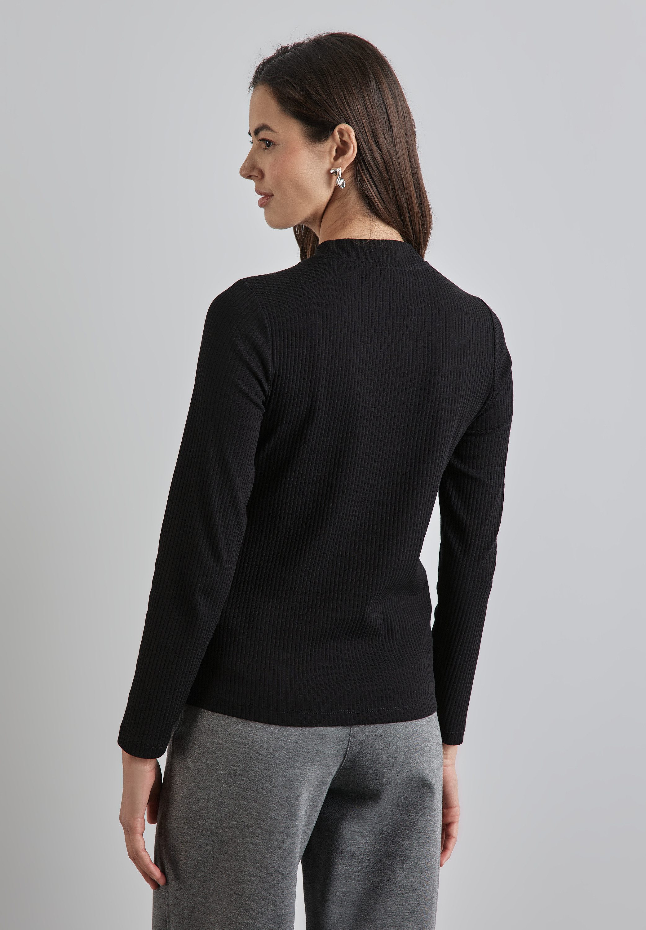 STREET ONE Shirt met lange mouwen met ribstructuur super comfortabel