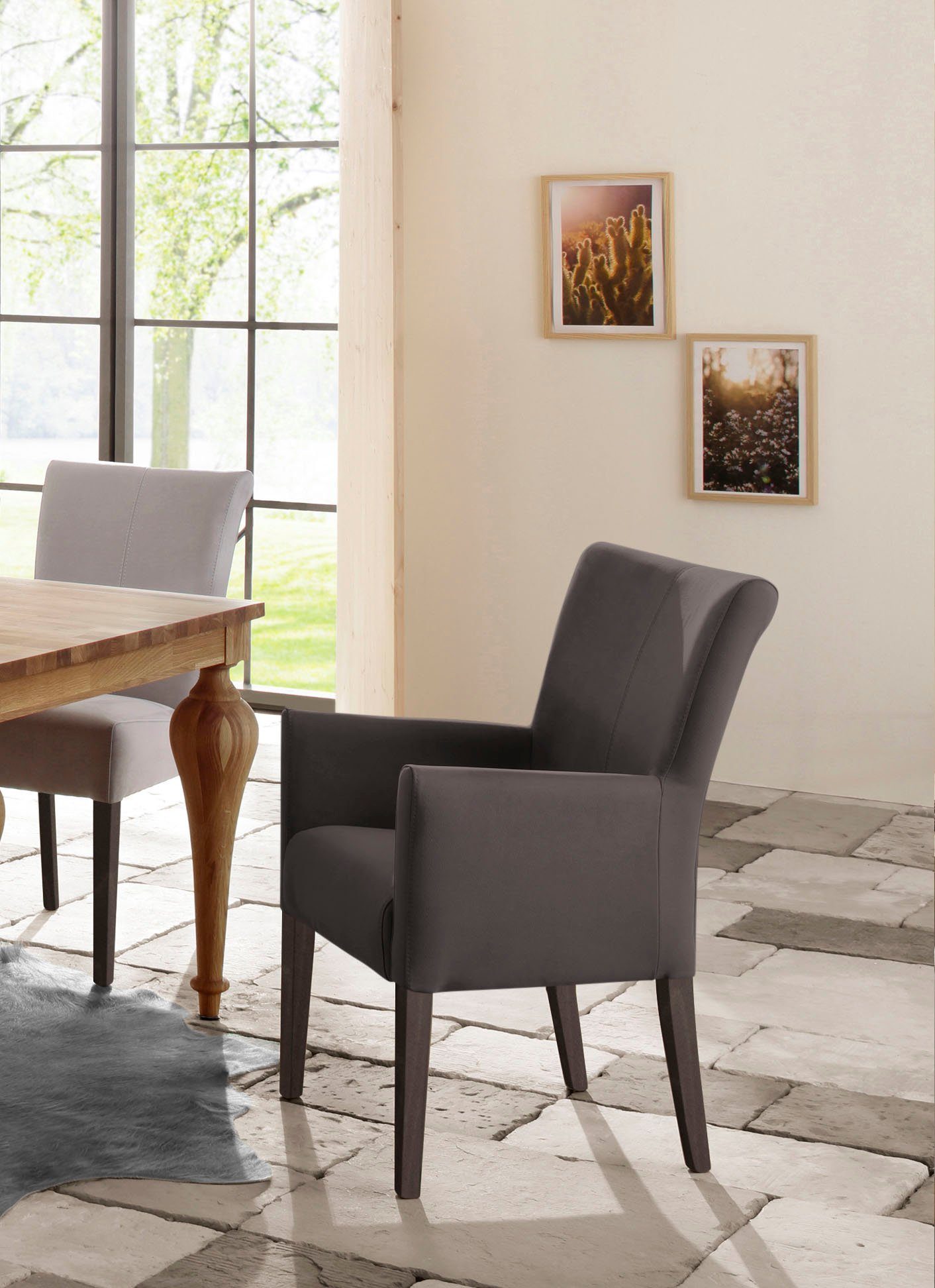 Home affaire Eetkamerstoel King Gestoffeerde stoel, fauteuil, massief houten frame