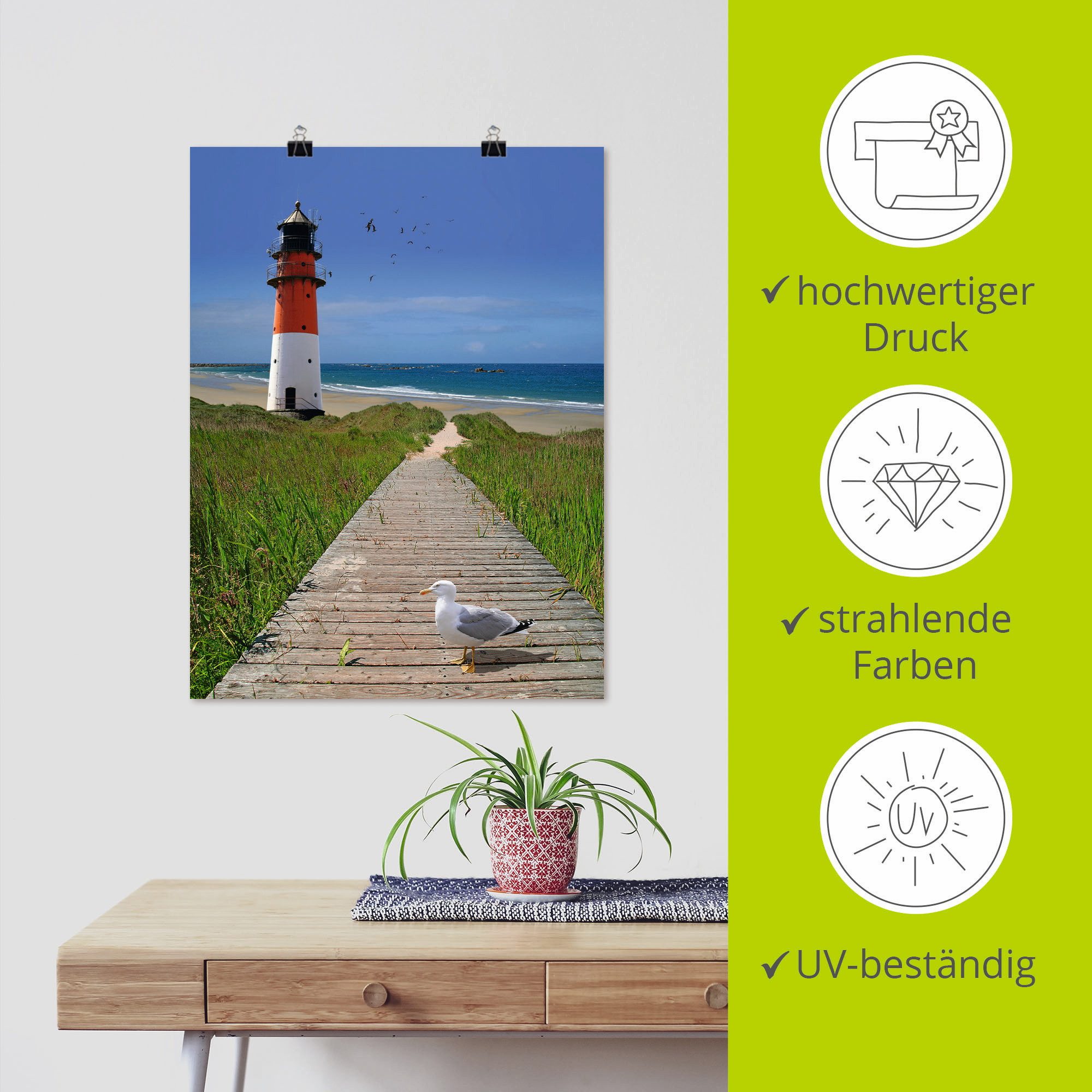 Artland Artprint De weg naar zee als artprint op linnen, poster in verschillende formaten maten