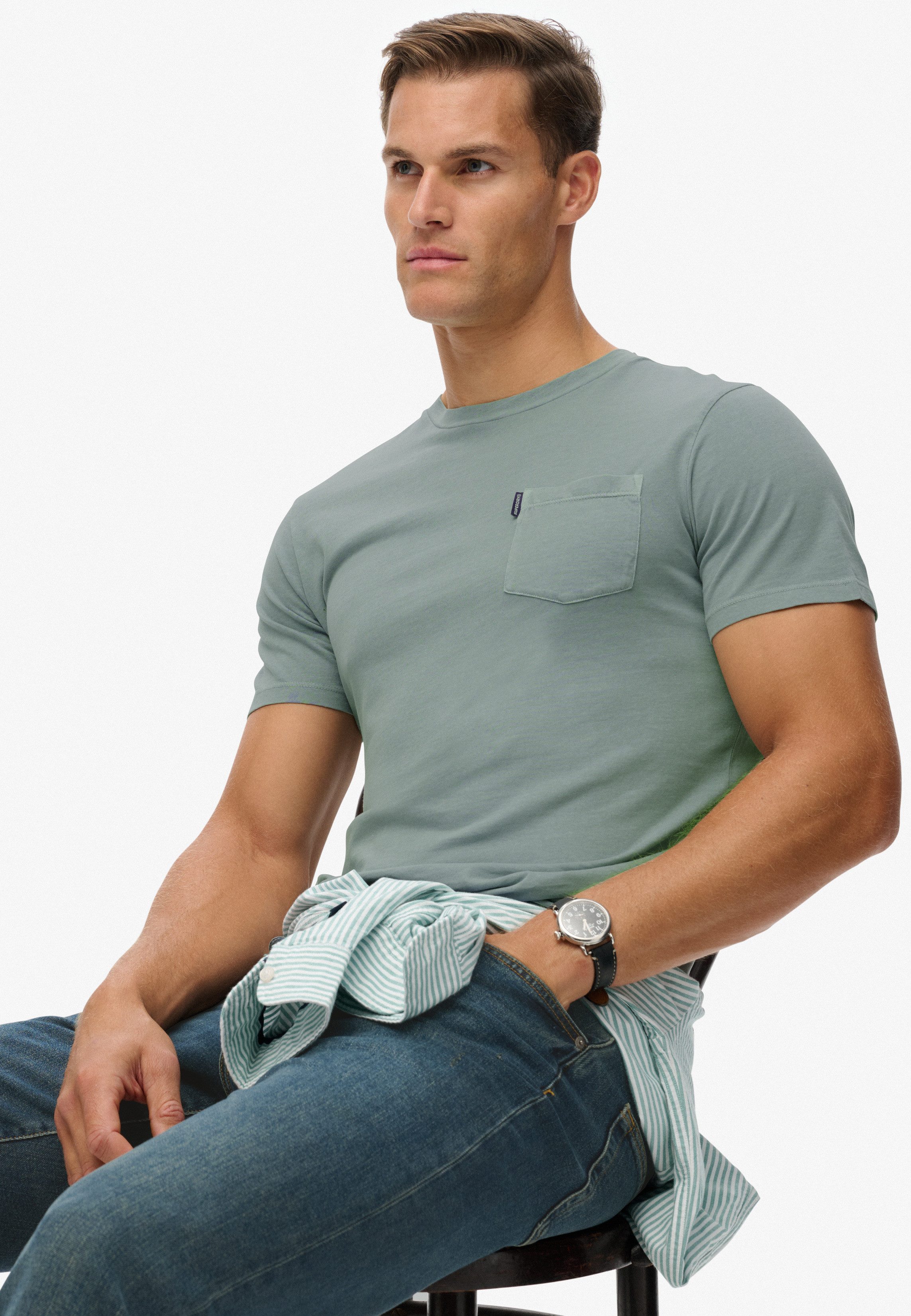 Superdry Shirt met ronde hals CLASSIC ESSENTIAL POCKET TEE