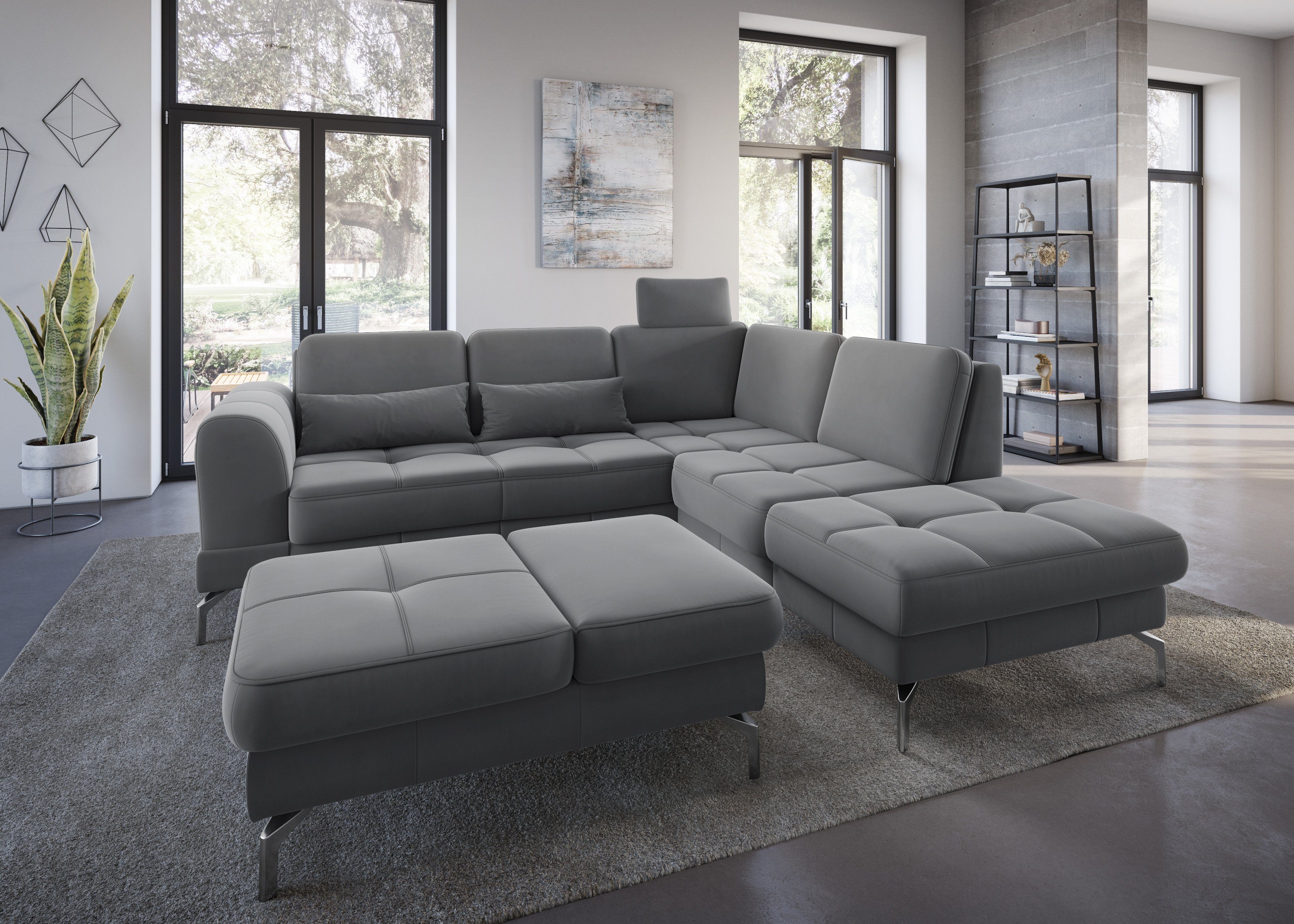 sit&more Hoekbank Bendigo L-vorm inclusief zitdiepteverstelling, bodemvrijheid 15 cm, in 2 pootkleuren
