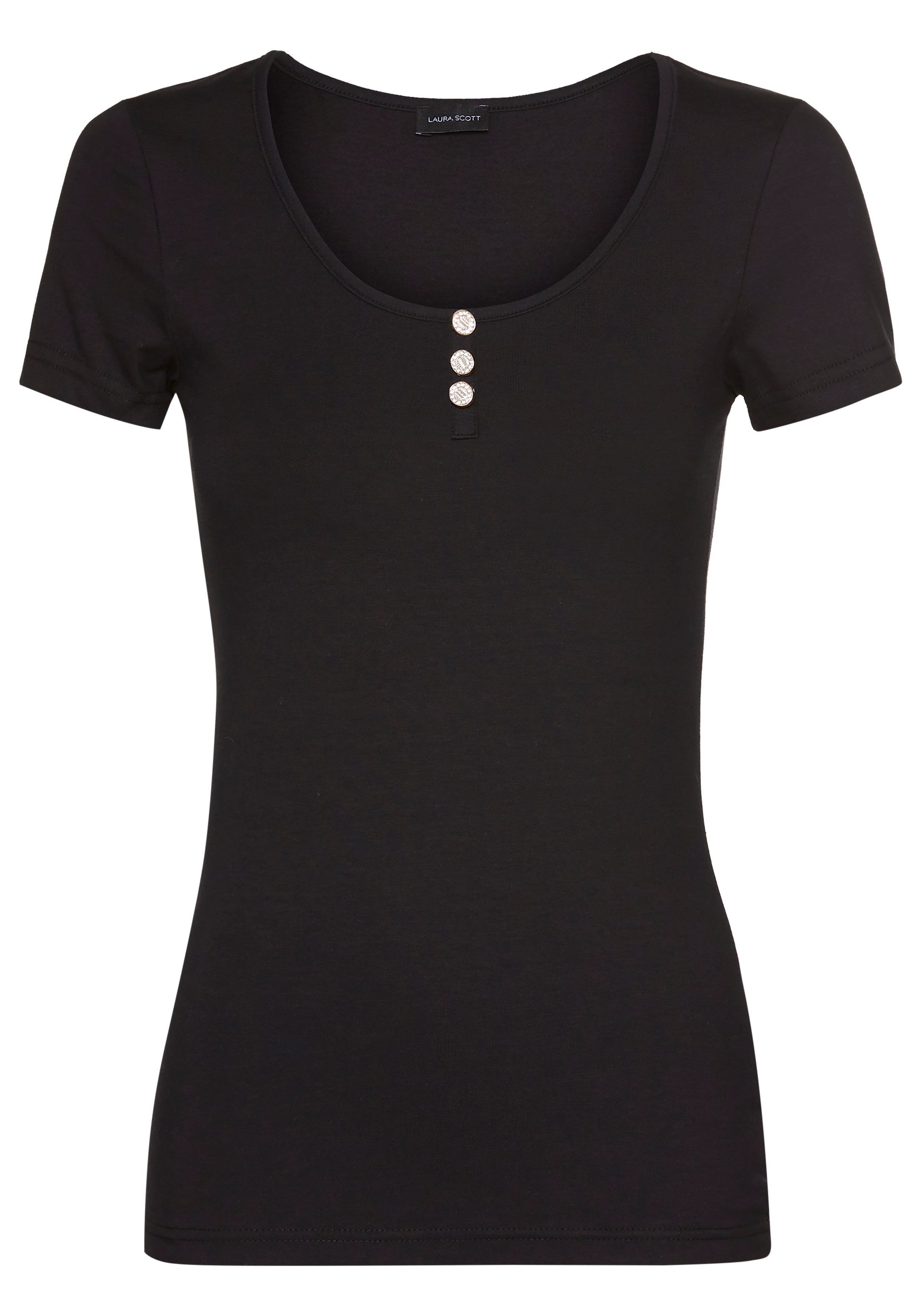 Laura Scott Shirt met korte mouwen met decoratieve glitterknopen