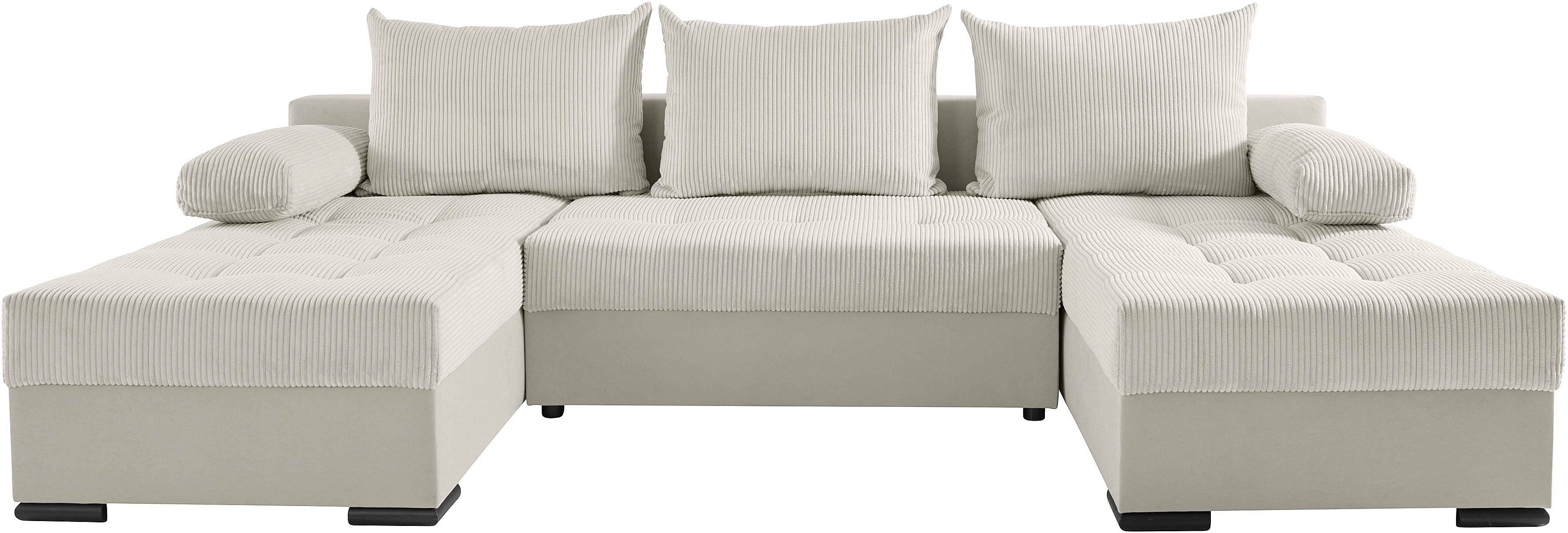 COLLECTION AB Zithoek Josy U-vorm, breedte 269 cm, platweefsel, structuur, kunstleer
