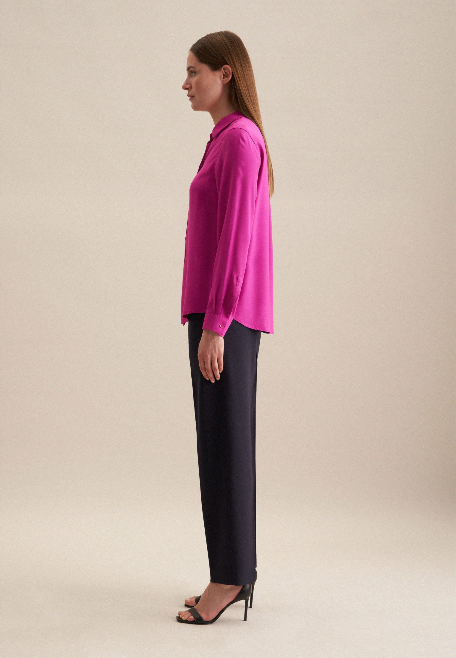 seidensticker Overhemdblouse Lange mouwen kraag uni
