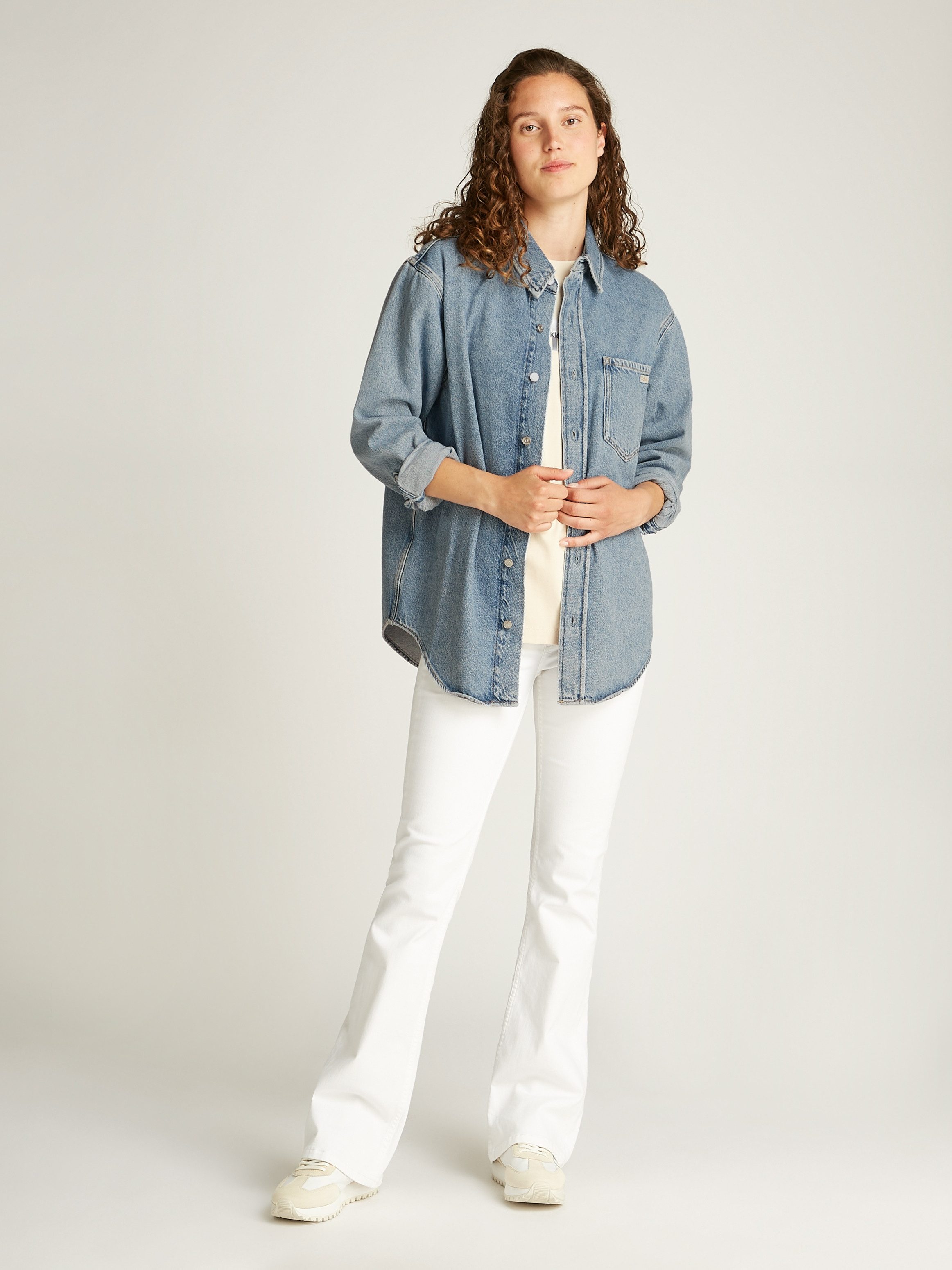 Calvin Klein Jeans blouse DAD DENIM SHIRT in lichtblauwe wassing