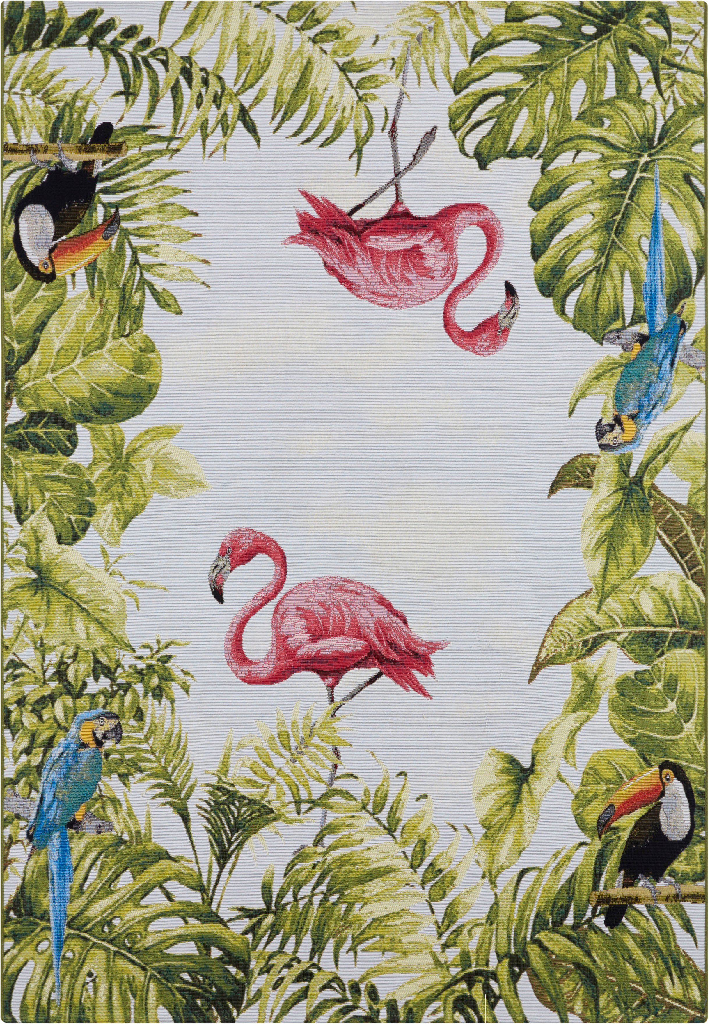 HANSE Home Outdoorkleed Tropical Birds In-& outdoor, tapijt, weerbestendig, balkon, tuin, woonkamer, floraal