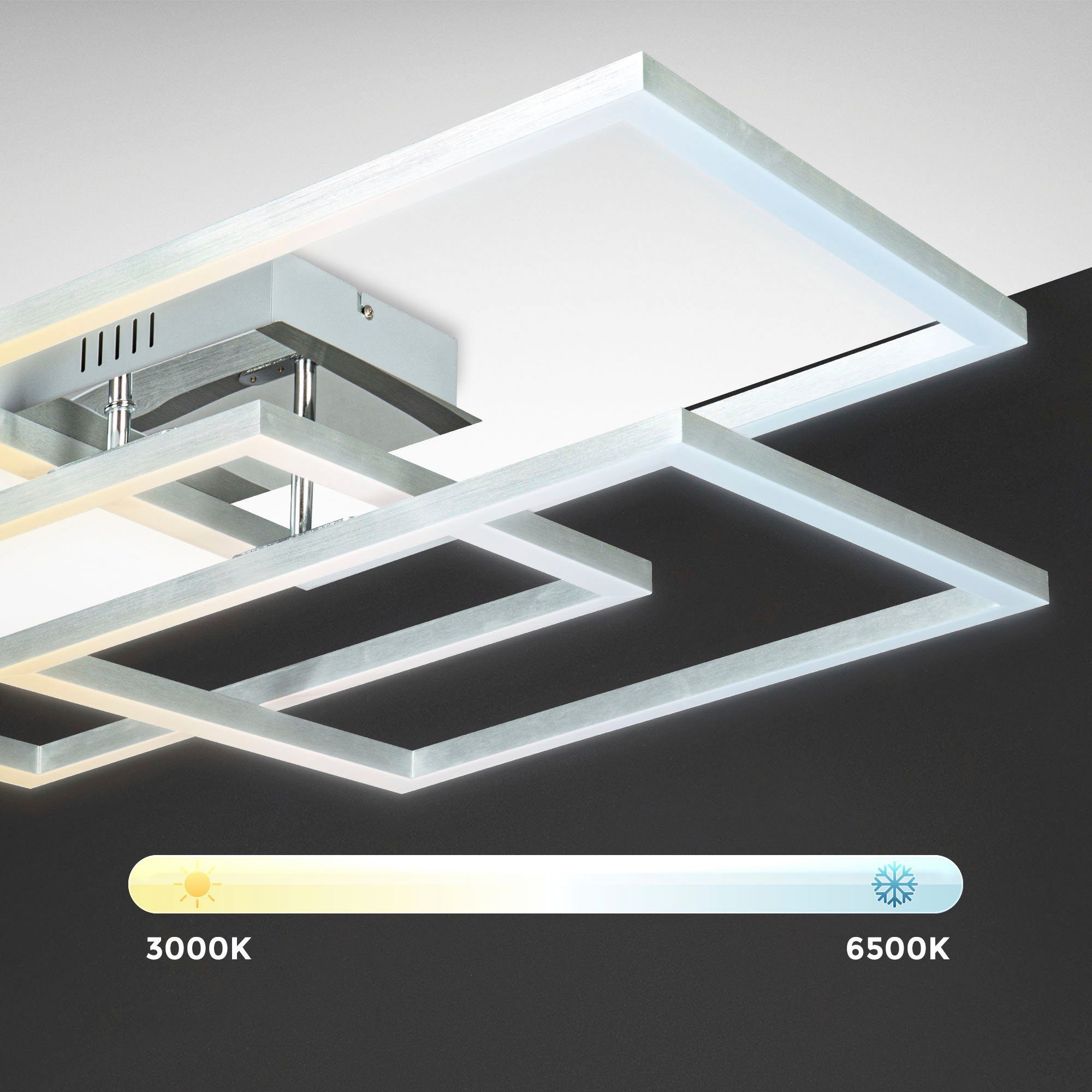 B.K.Licht Slimme ledlamp BK_FR1320 WiFi LED plafondlamp, slim, app en afstandsbediening (1 stuk)
