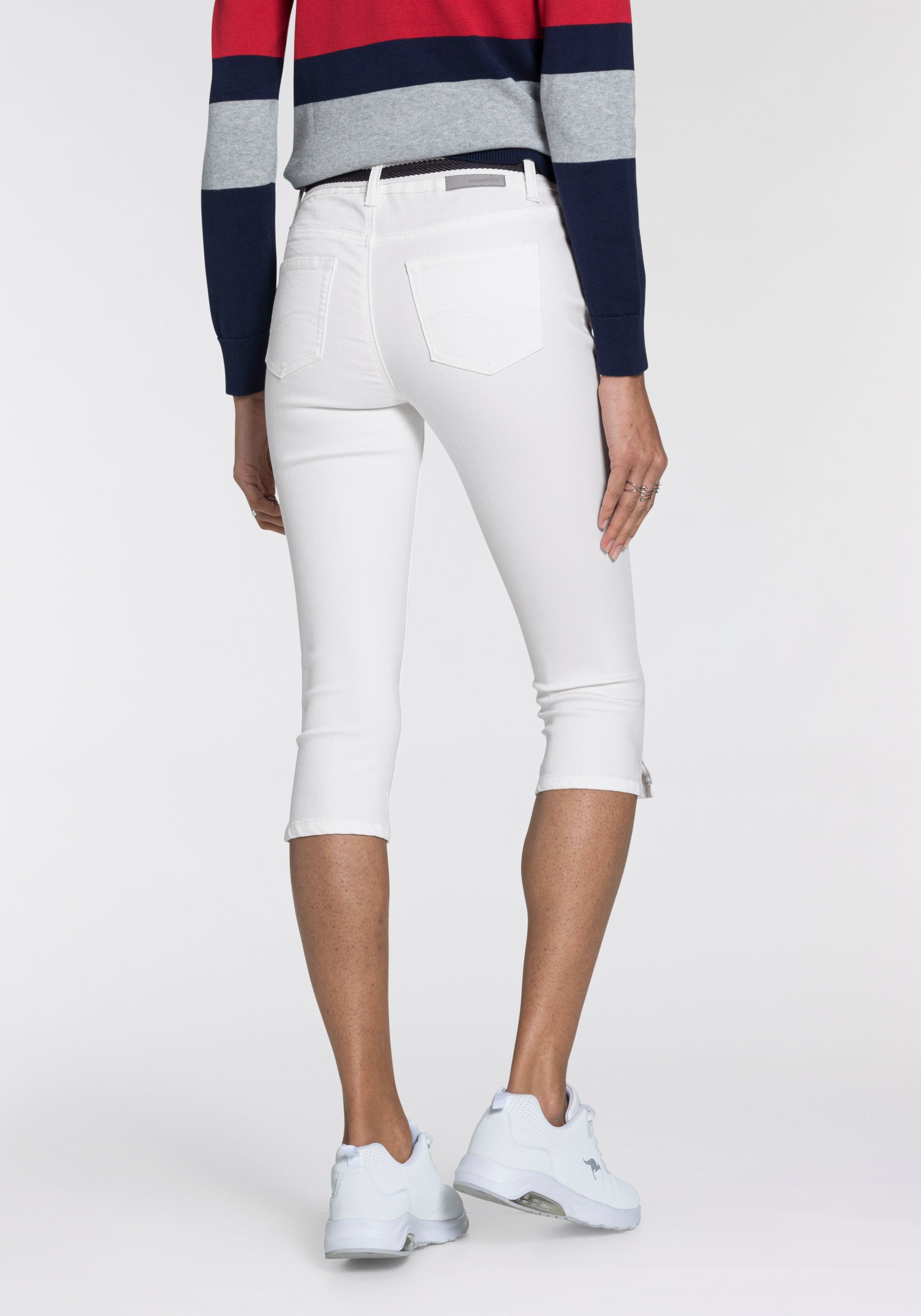 KangaROOS Capri jeans Capri-jeans met riem Skinny fit, met split, normale taille (set, Met een afneembare riem)