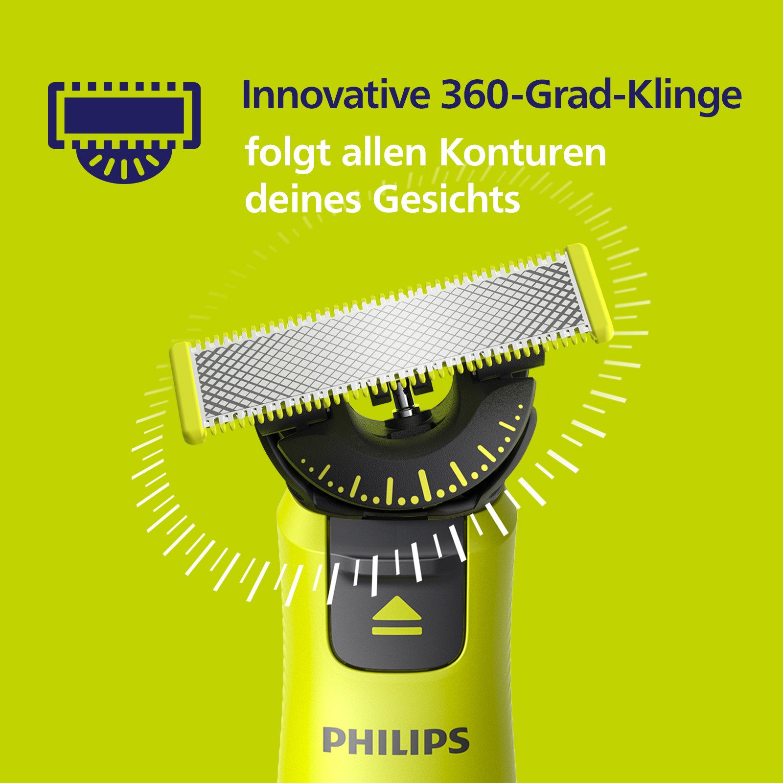 Philips Vervangende mesjes OneBlade 360 360 graden bladen, kunnen nat en droog worden gebruikt, gaan tot 4 maanden mee (2 stuks)