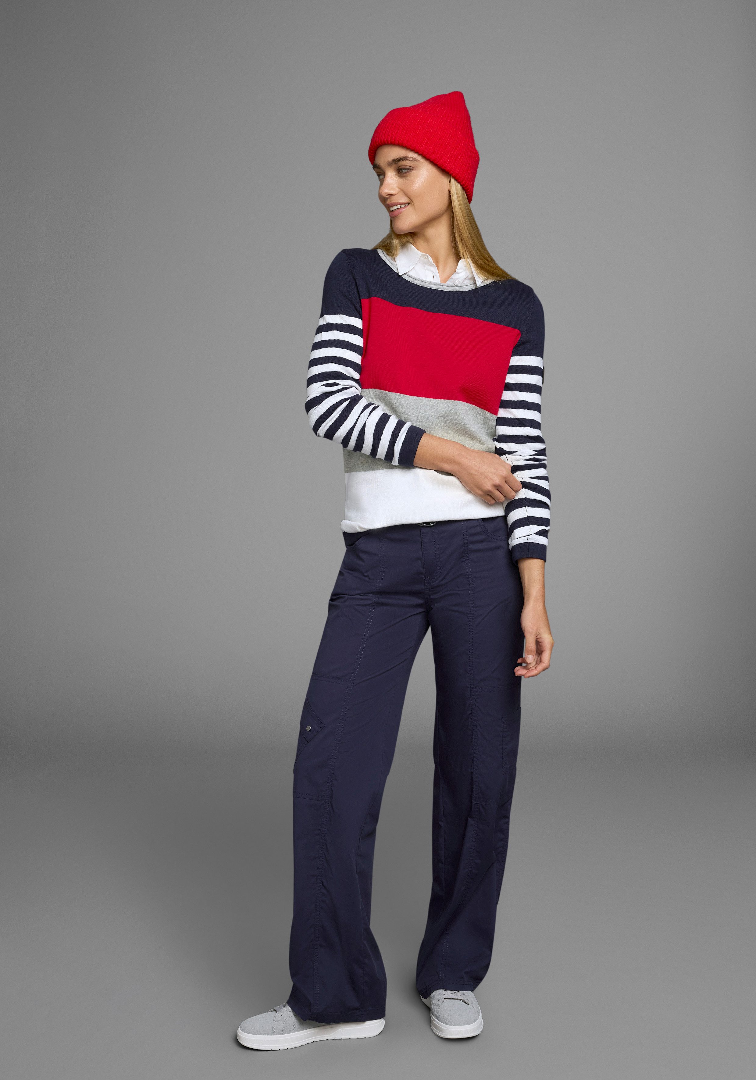 KangaROOS Trui met ronde hals in modieuze streep-look