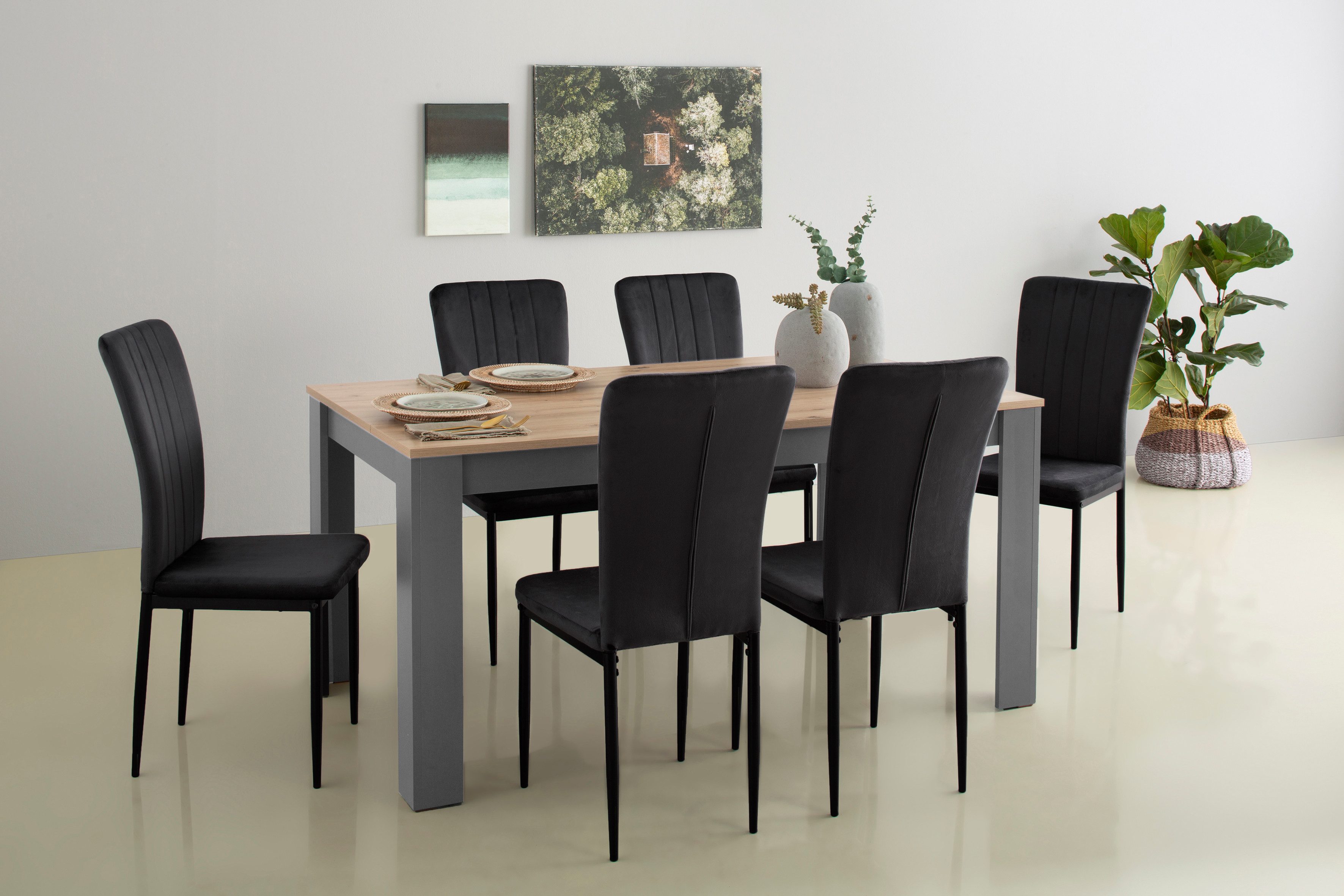 Home affaire Eethoek Bergamo moderne 7-delige tafelgroep, onze beste prijs (set, 7-delig)