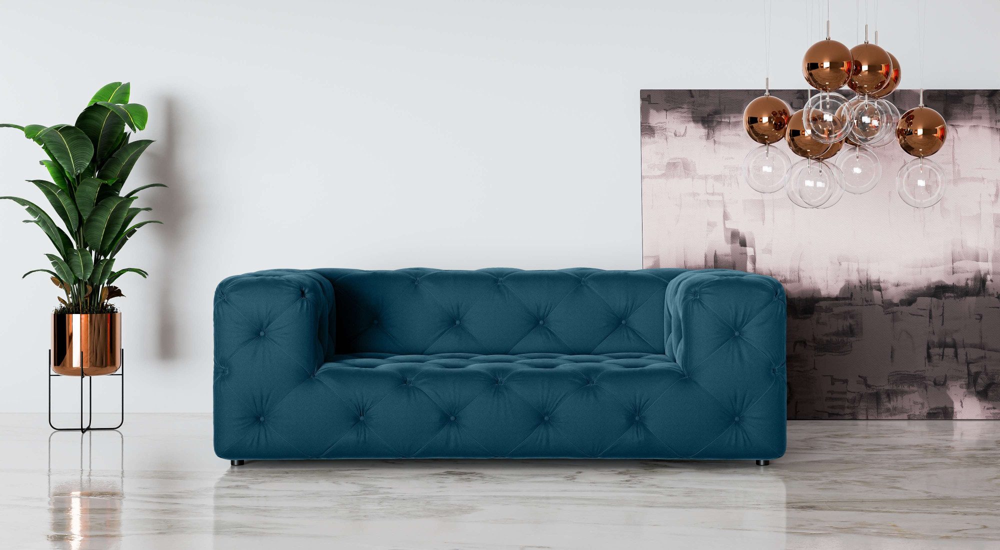 Places of Style 2-zitsbank FOLLINA 2-zits bank met klassieke chesterfield knoopverwerking