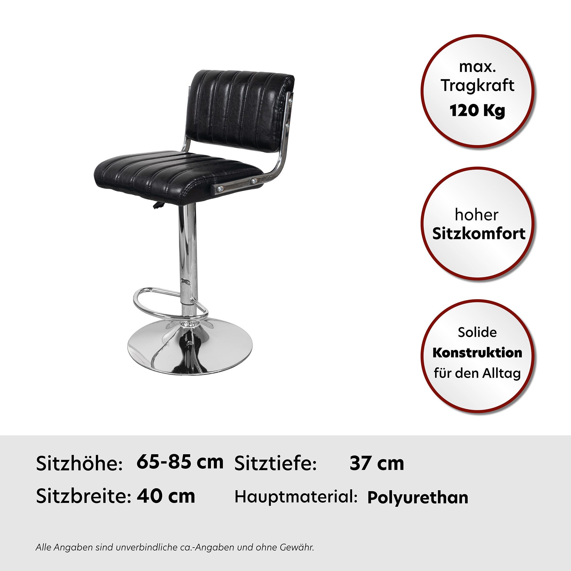 Kayoom Kinderstoel Barkruk Midnight 725 2-delige set, in leerlook barkruk onderhoudsvriendelijk, in hoogte verstelbaar, comfortabel, draaibaar (set, 2 stuks)