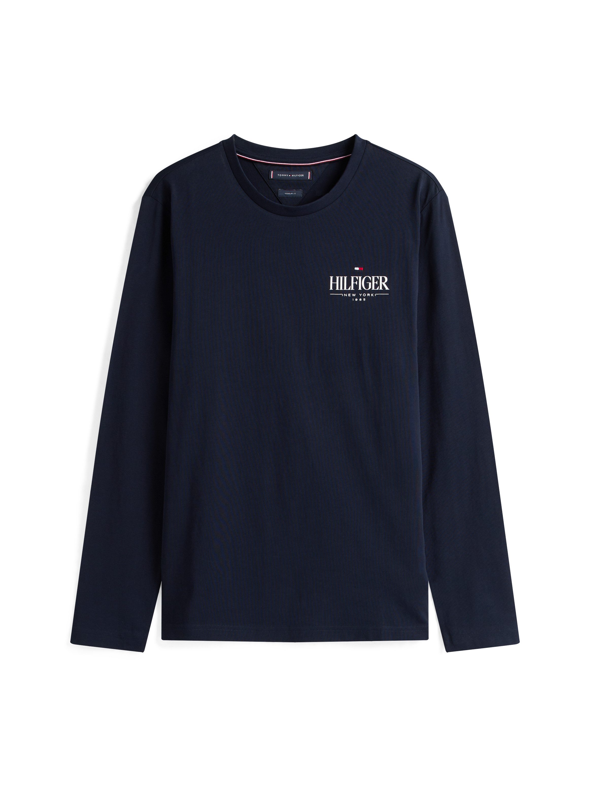 Tommy Hilfiger Longsleeve HILFIGER STACK LS TEE Contrasterende print op de borst