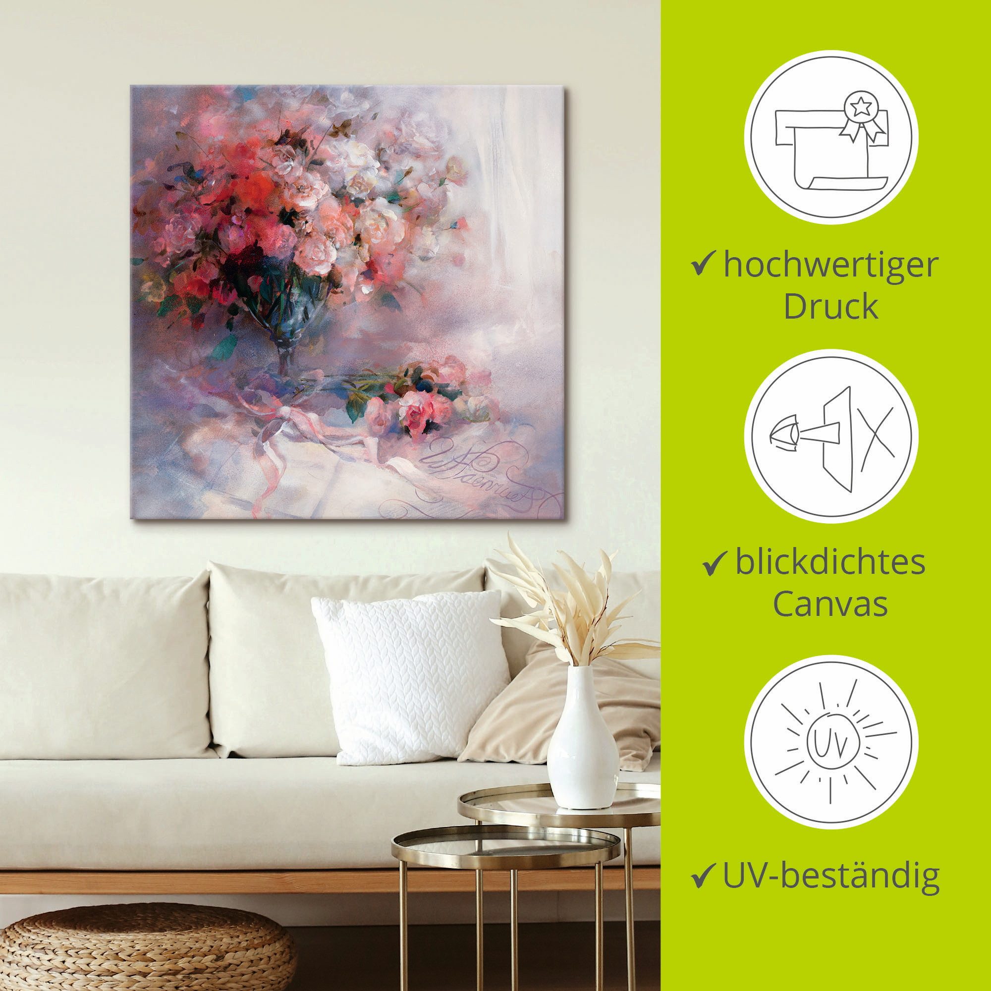 Artland Artprint op linnen Bos rozen gespannen op een spieraam