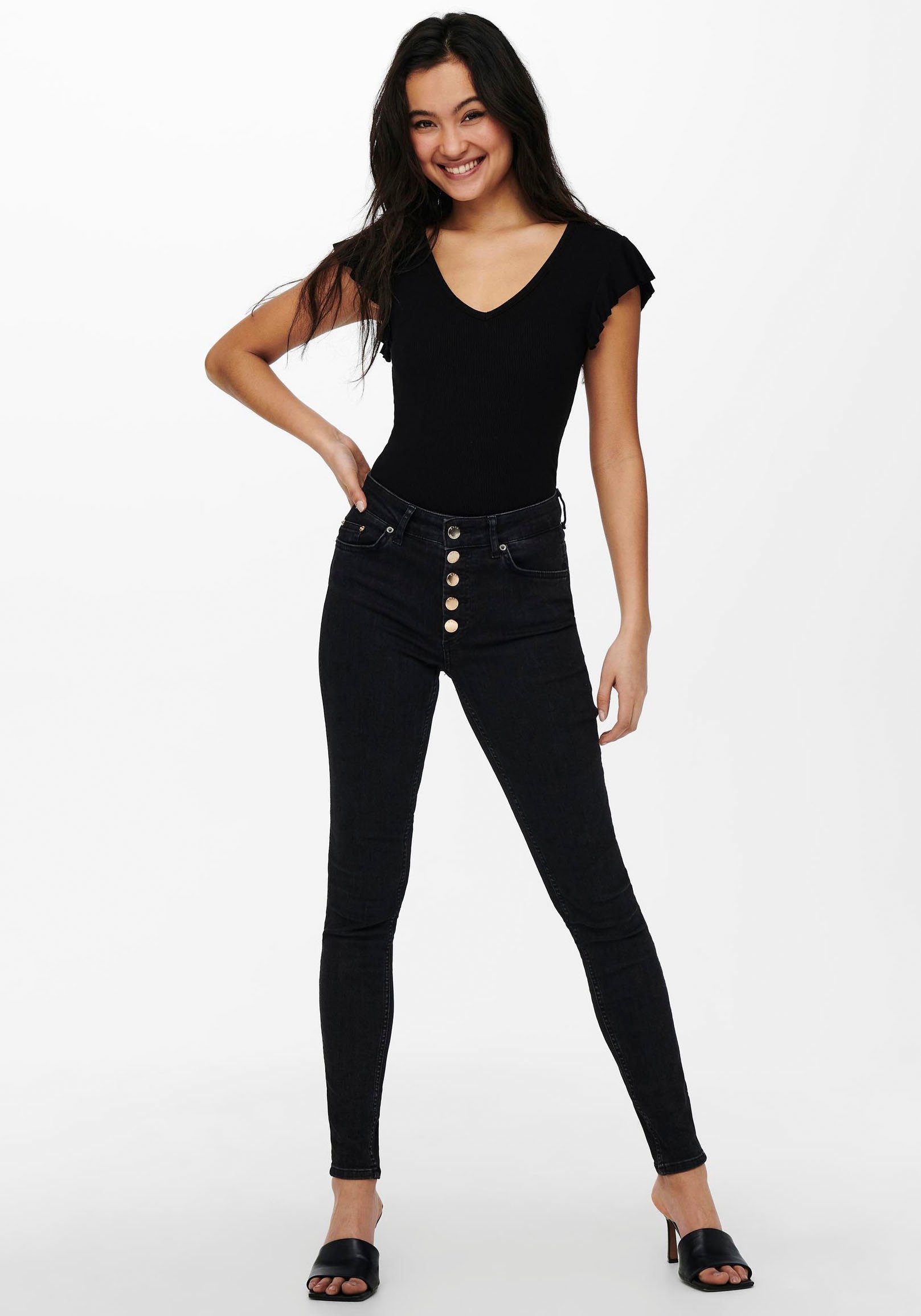 Only Shirt met V-hals ONLBELIA S/L TOP JRS NOOS