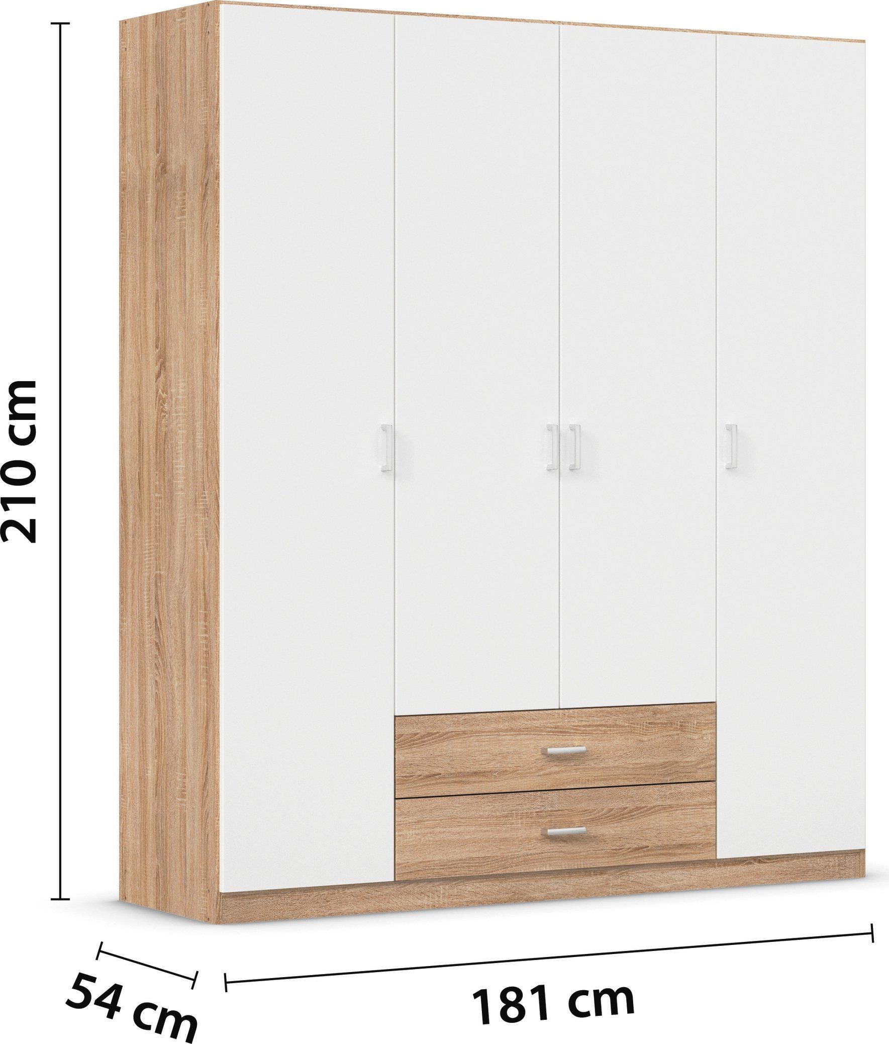 rauch Draaideurkast Kledingkast kast garderobe linnenkast GAMMA in 3 breedtes met 6 lades, in eenvoudig design topseller made in germany