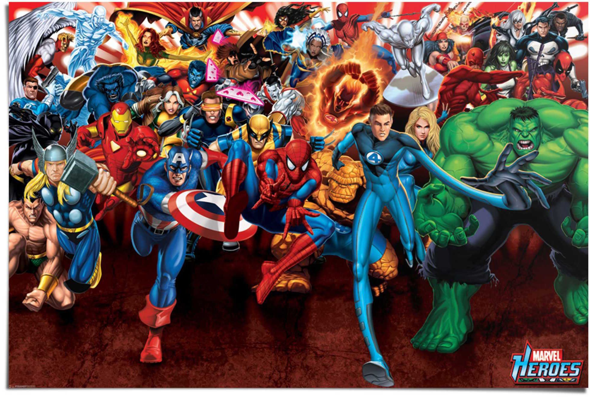 Reinders! Poster Marvel Heroes attack