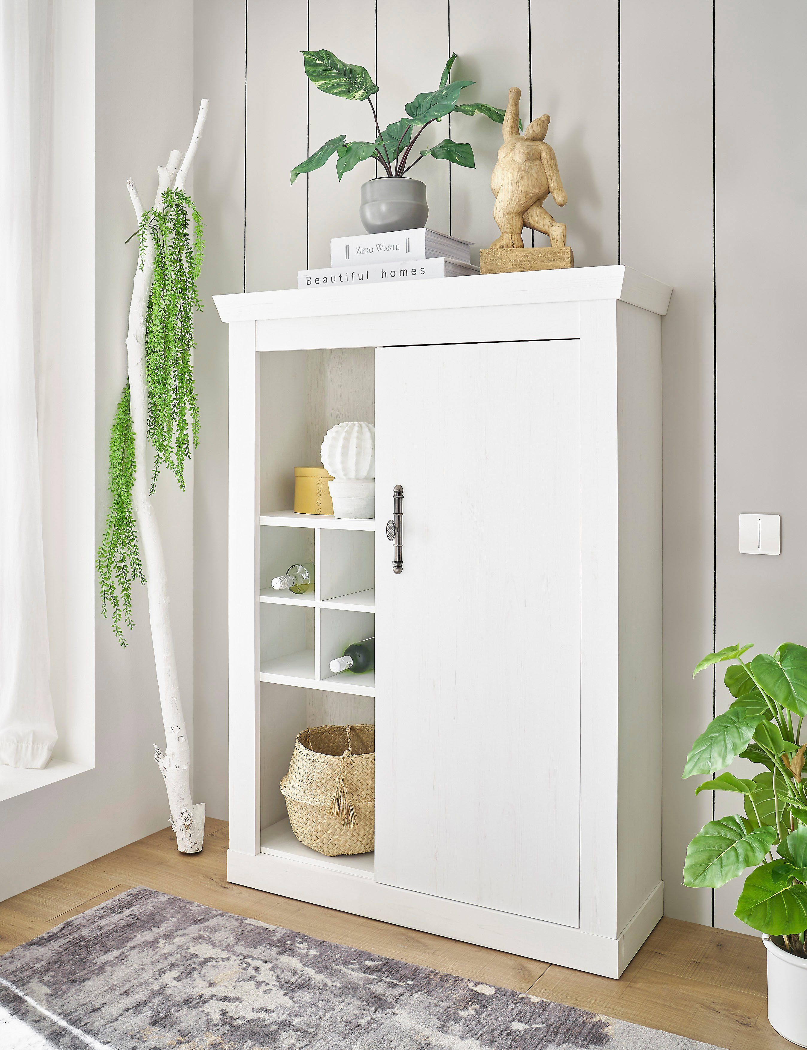 Home affaire Highboard Ravenna in romantische landelijke stijl, grepen van metaal, hoogte 146 cm