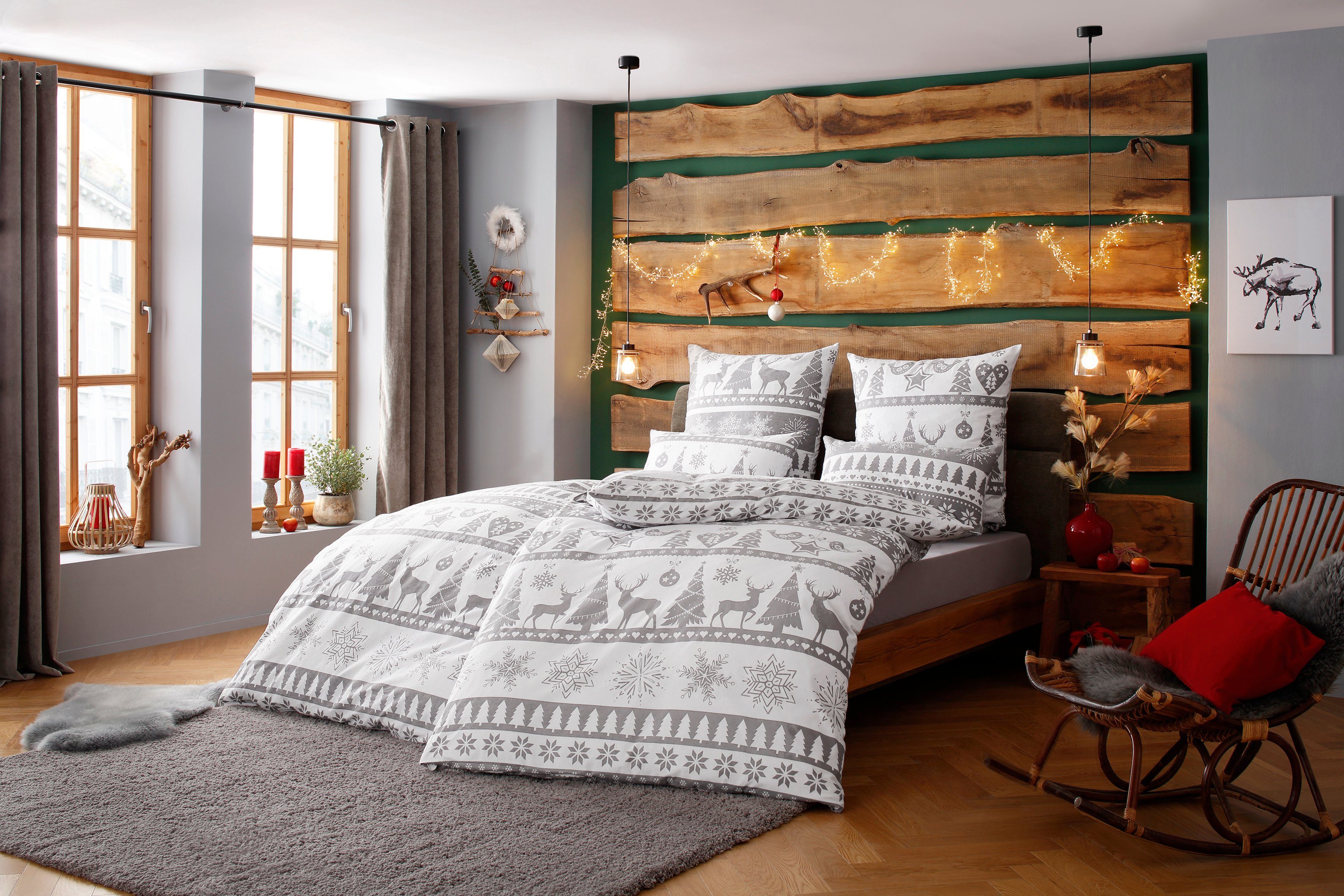 my home Overtrekset Sindbad in maat 135x200 of 155x220 cm, ideaal voor kerst (2-delig)
