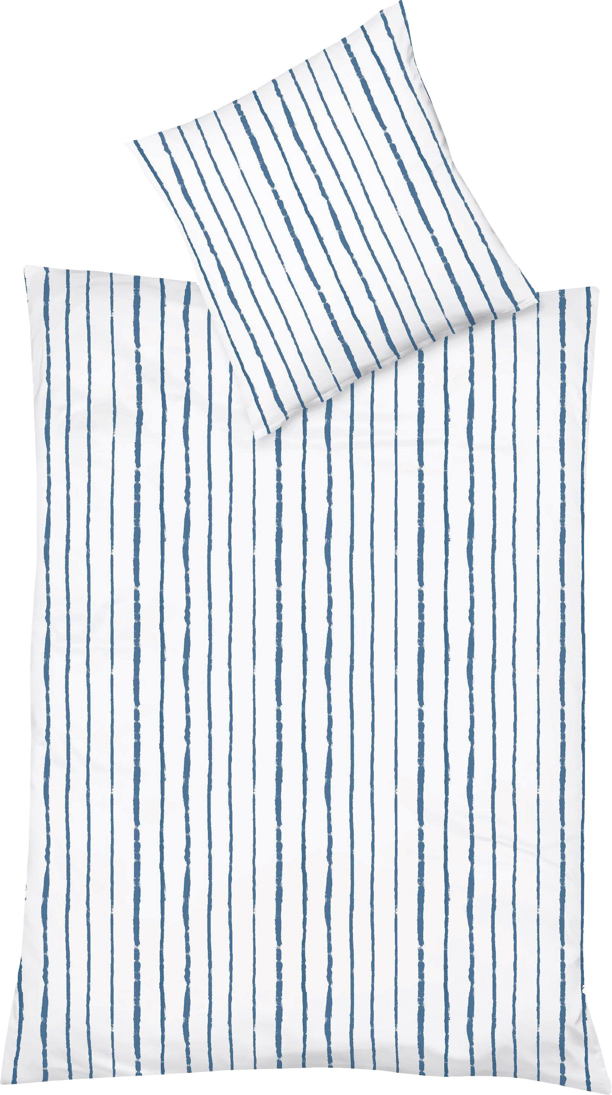 fleuresse Tweezijdig te gebruiken overtrekset Provence Cassis Interlock-jersey, topkwaliteit, strijkvrij dekbedovertrekken maat 1x 155x200 cm blauw