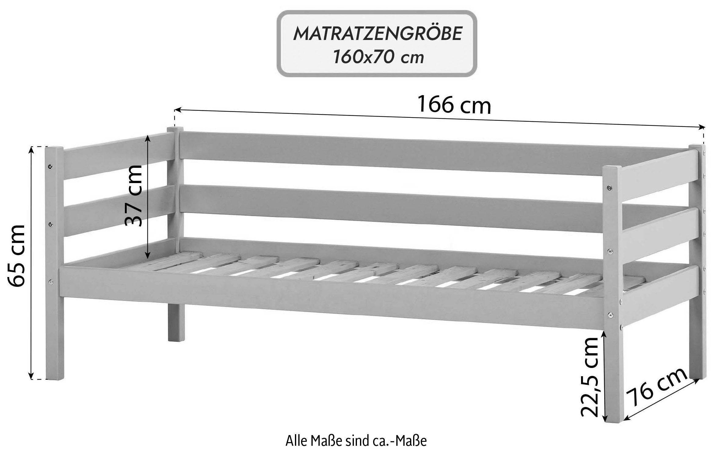 Hoppekids 1-persoonsledikant ECO Comfort kinderbed, massief grenenhout, tienerbed inclusief lattenbodem (set)