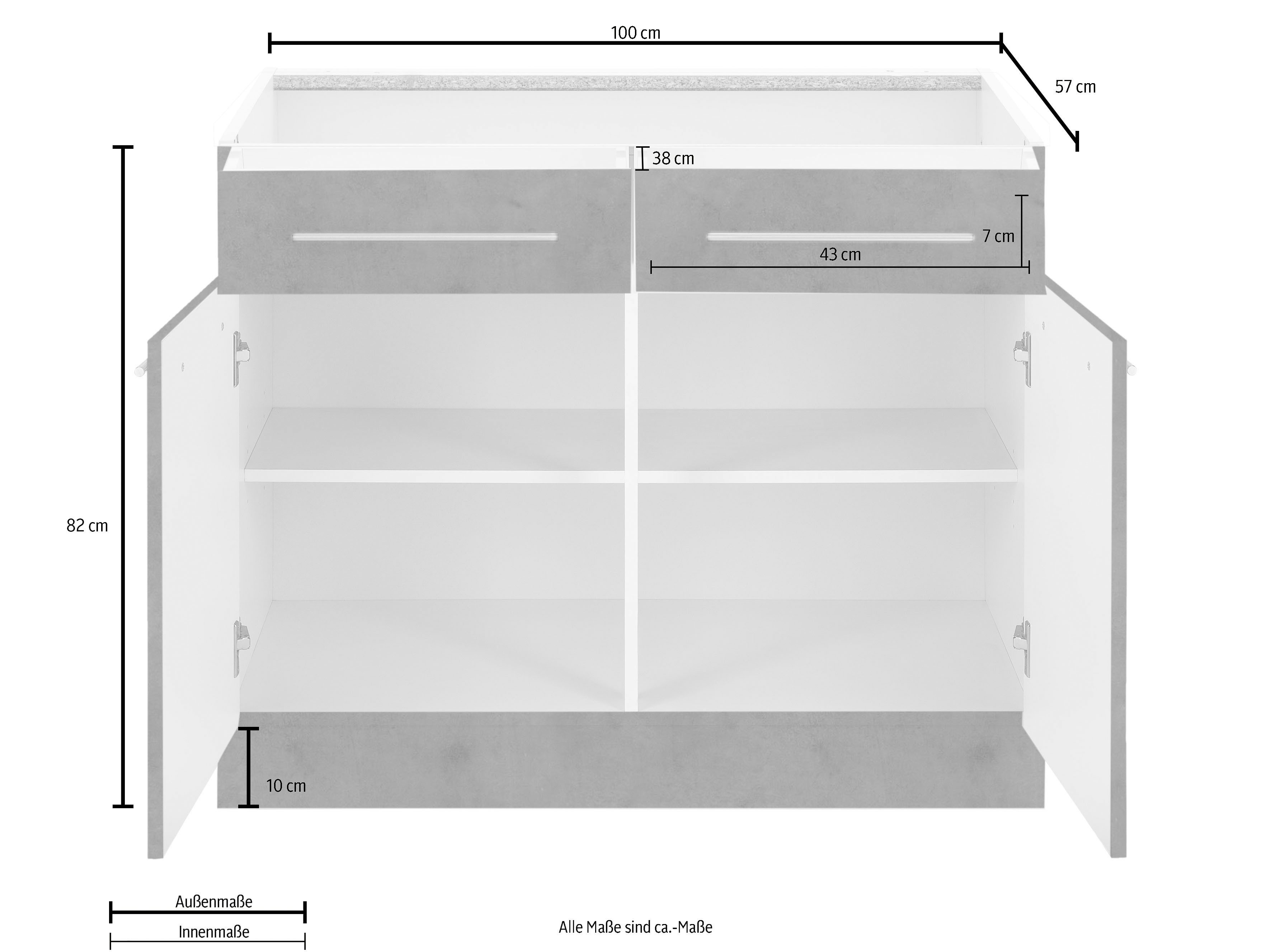 wiho Küchen Onderkast Flexi2 Breedte 100 cm