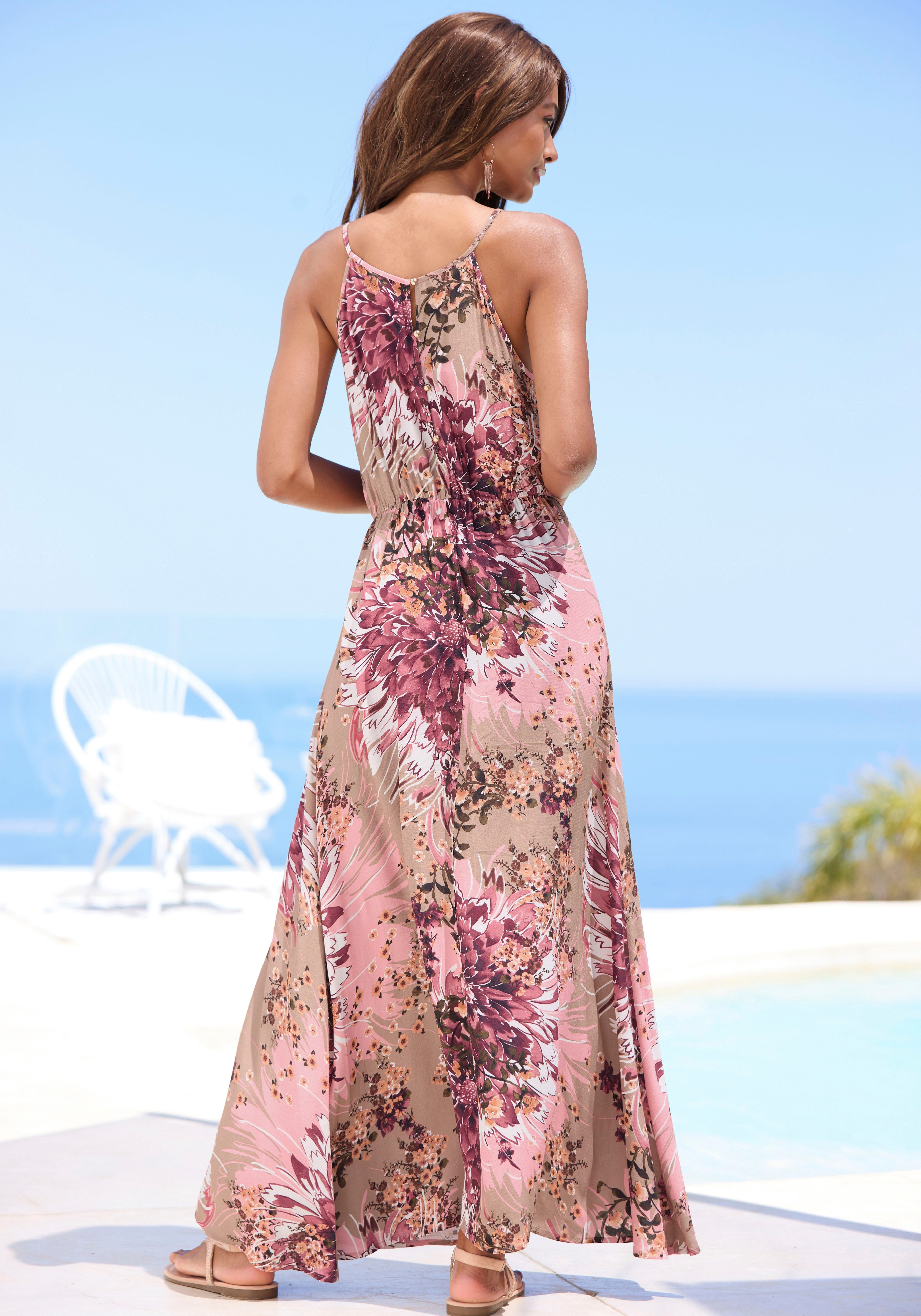 Lascana Maxi-jurk met all-over print, luchtige zomerjurk, strandjurk