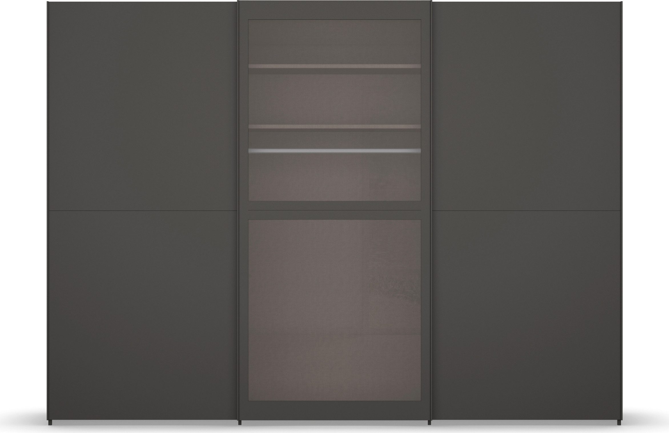 rauch Schuifdeurkast Kledingkast Kast Garderobe Slaapkamerkast LUMIS met glazen deuren van transparant grijs glas made in germany