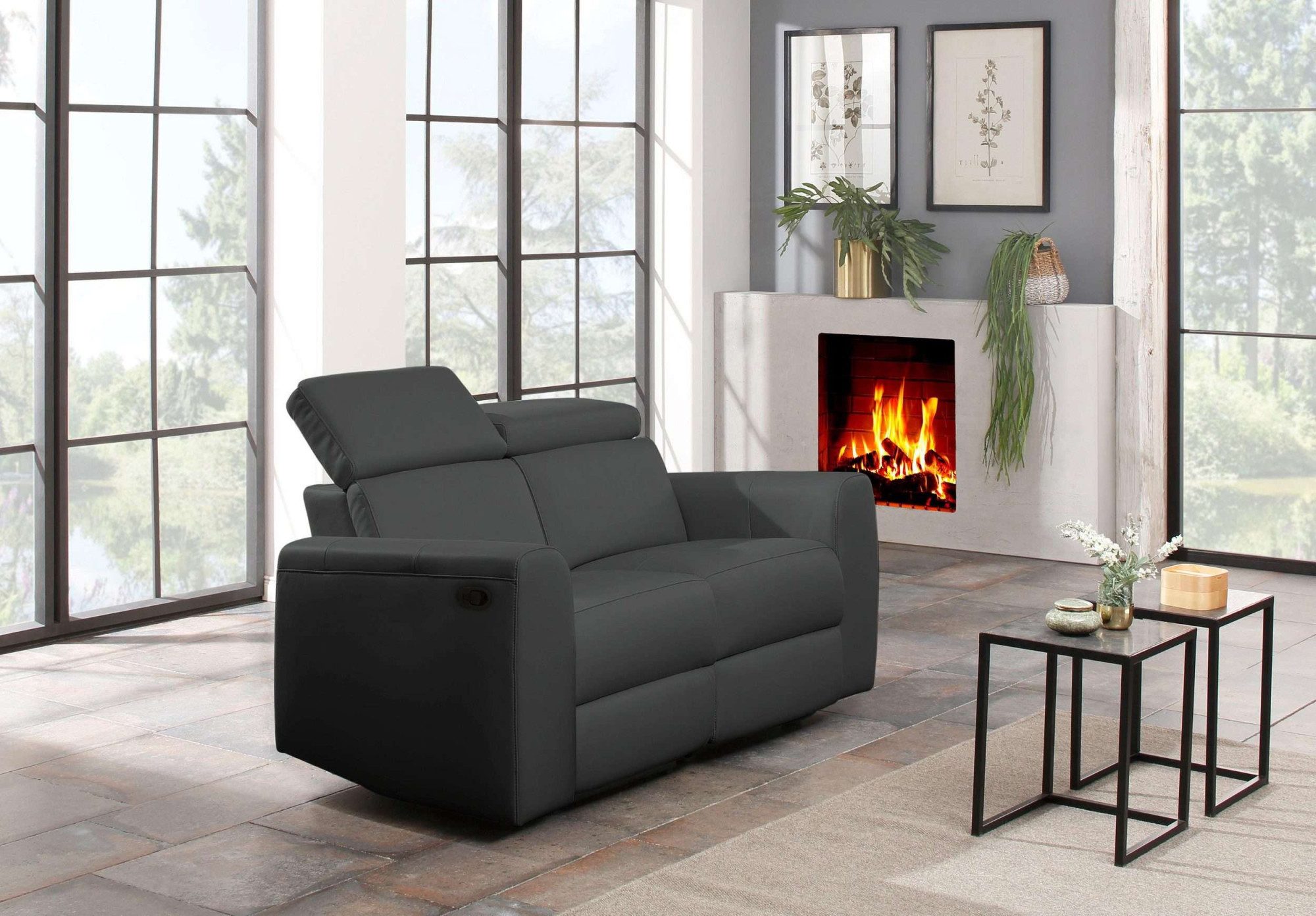 Home affaire 2-zitsbank Sentrano 152 cm, man. of electr. relaxfunctie en usb/kopverstelling