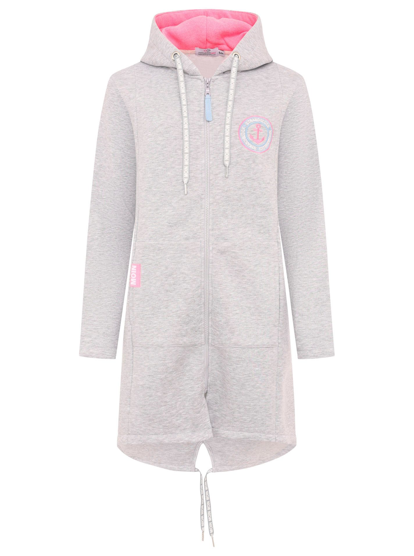 Zwillingsherz Jersey jas Met capuchon, zakken, voor- en achterprint kust zee moin