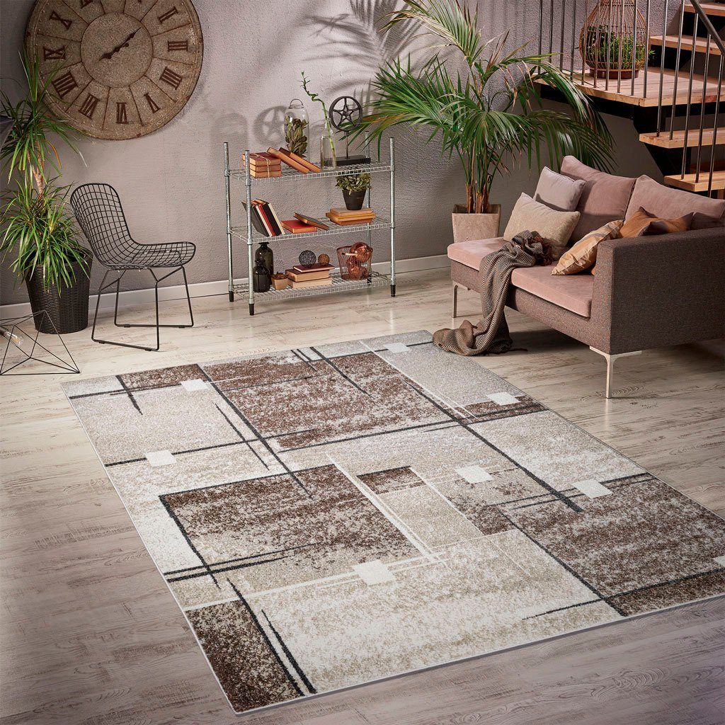 my home Vloerkleed Deblin zachte pool, kortpolig, ruitontwerp, modern, geometrisch patroon