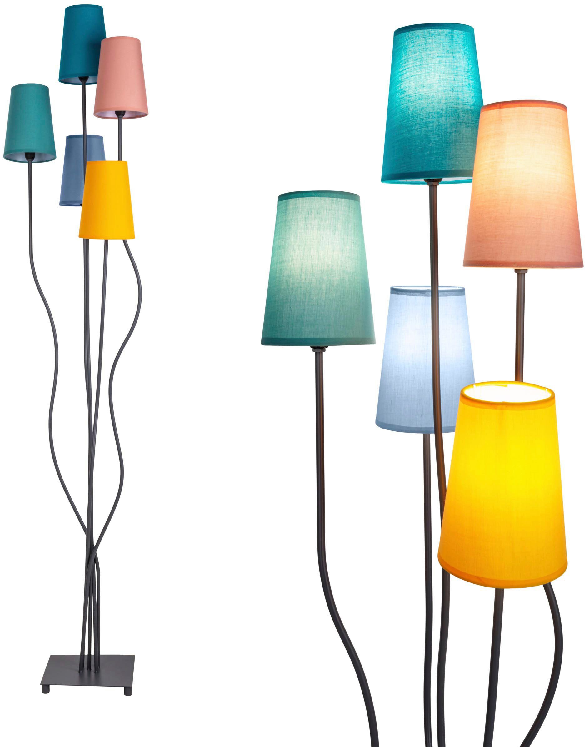 näve Staande lamp COLORA 5-vlg., e14, textiel kappen elk 1x geel, roze, blauw, turquoise, olijf (1 stuk)