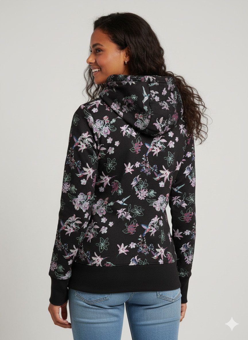 Ragwear Sweatvest NESKA ZIP FLOWERS O met extra brede boorden