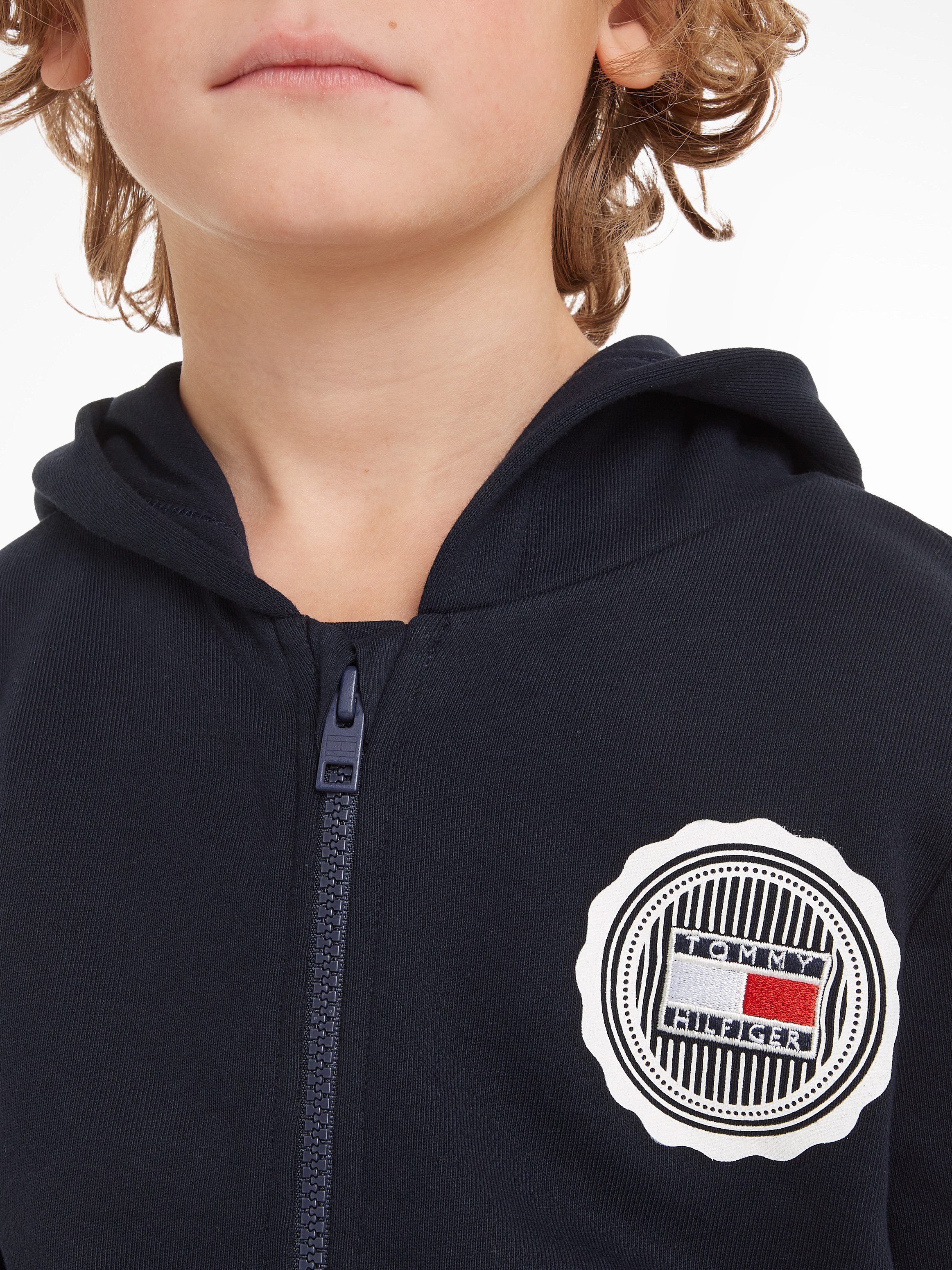 Tommy Hilfiger Sweatvest STAMP TOWELLING REG ZIPUP HOODIE Kinderen tot 16 jaar met logopatch