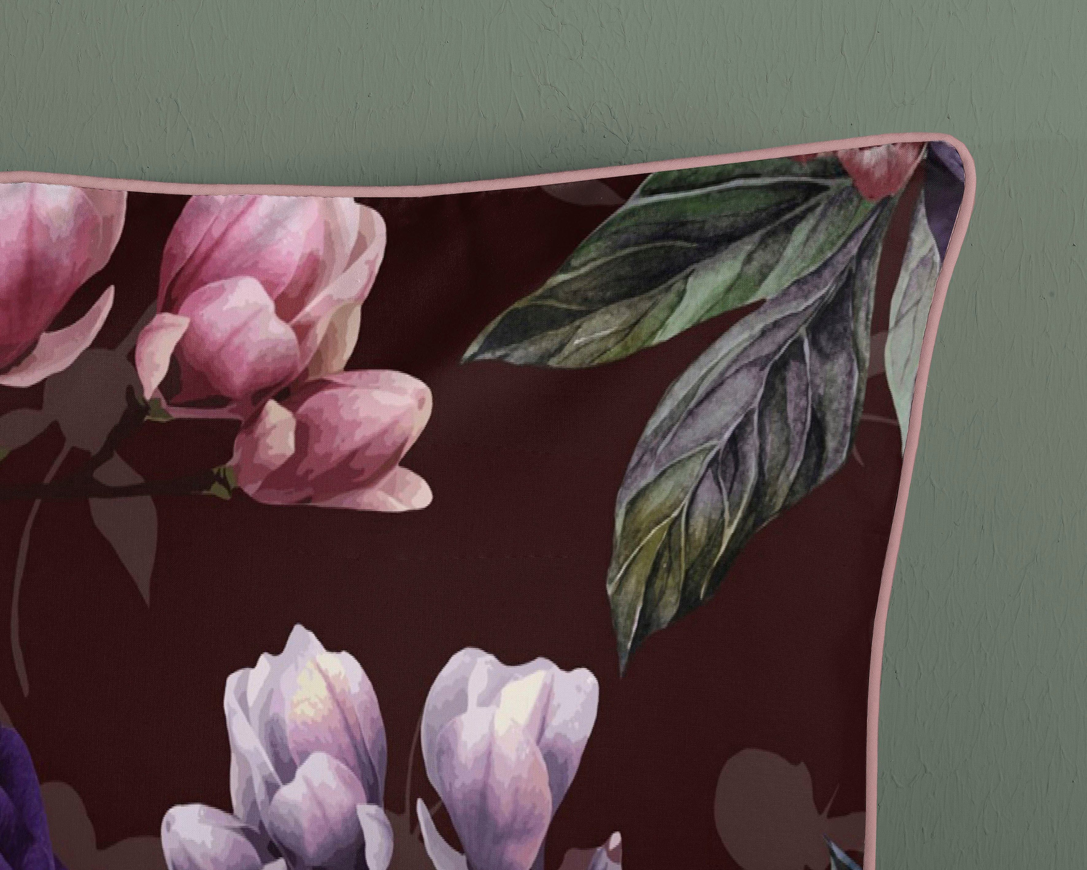 Descanso Tweezijdig te gebruiken overtrekset Bloomie Katoen, Satijn, 135x200, Bies, Rits, Omkeerbaar, Bloemen
