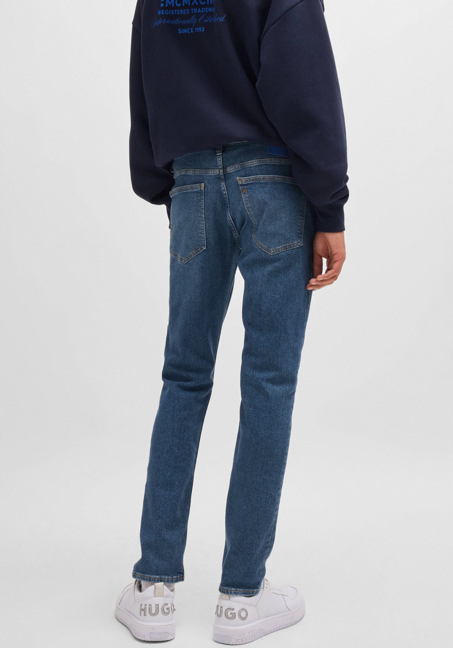HUGO Blue Slim fit jeans Zane met aangehechte band