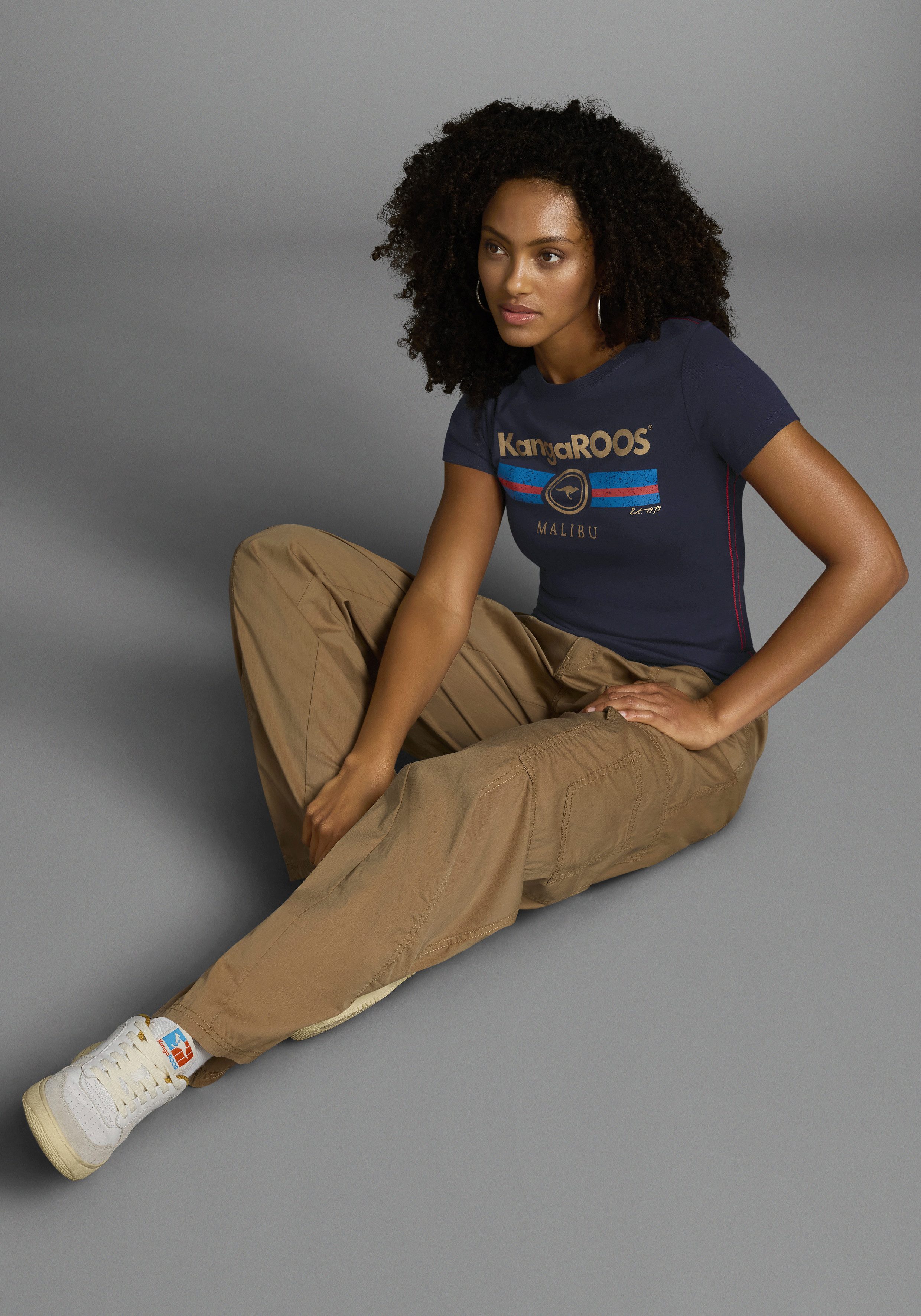 KangaROOS T-shirt Korte mouwen, effen en bedrukt, ronde hals (1-delig)