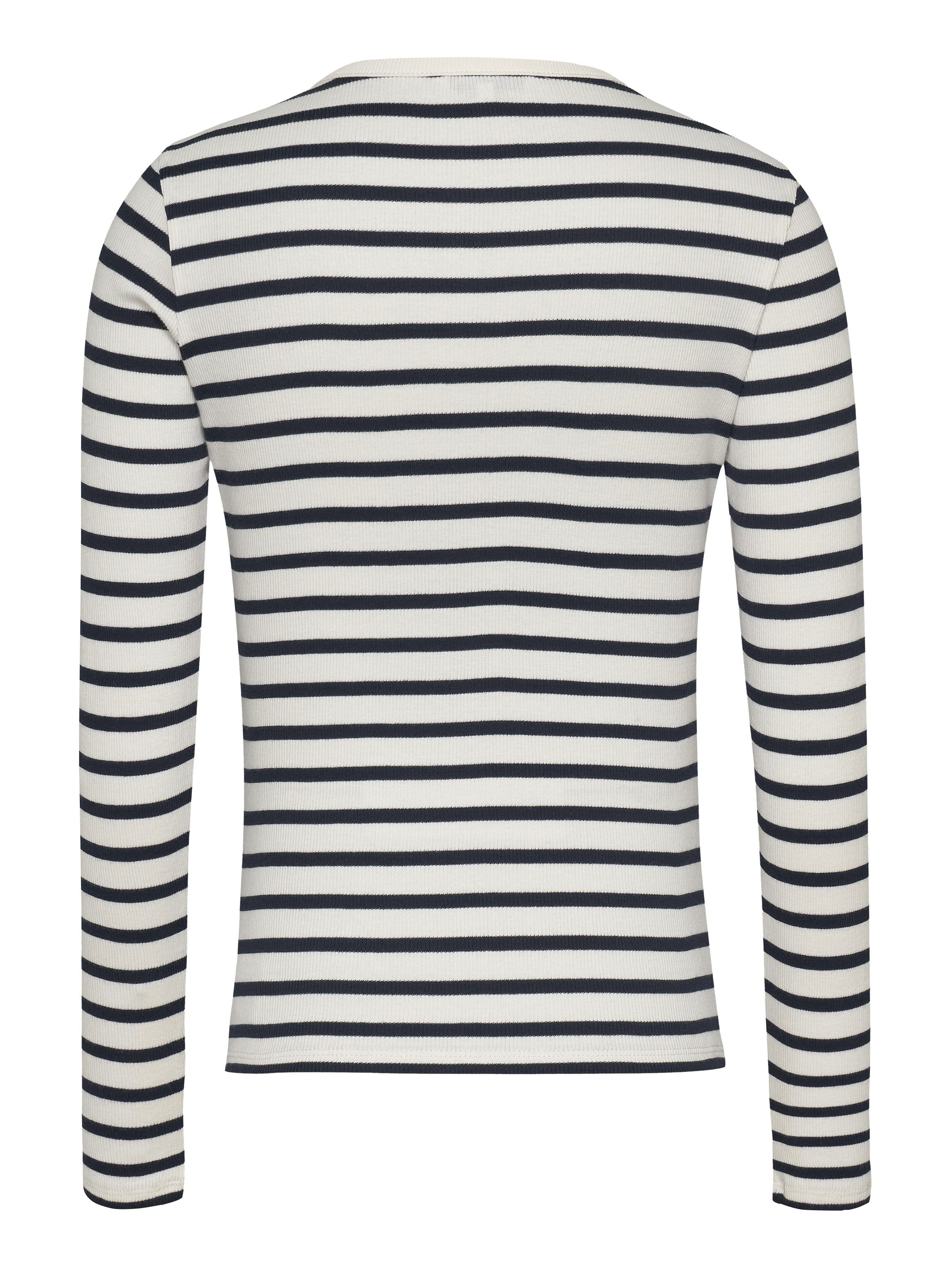 TOMMY JEANS Shirt met lange mouwen TJW SLM BUTTON RIB C-NECK LS EXT